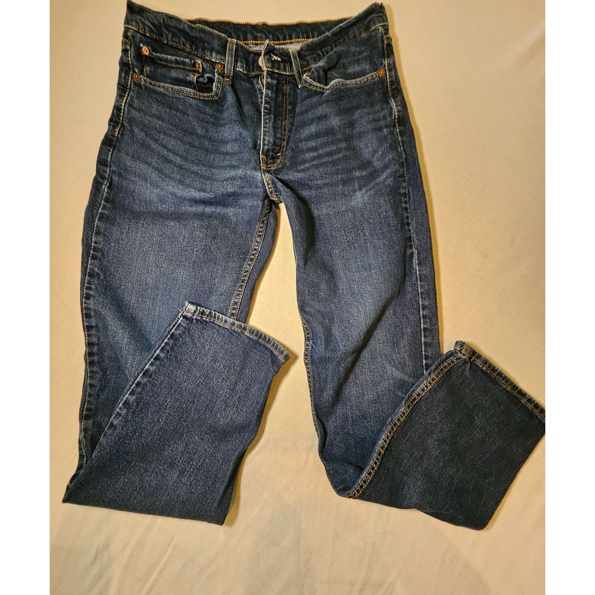 Levi's Levi Mens 514 Size 34 x 32 (30 Length) Dark Wash Straight Le Size US 34 / EU 50 - 1 Thumbnail
