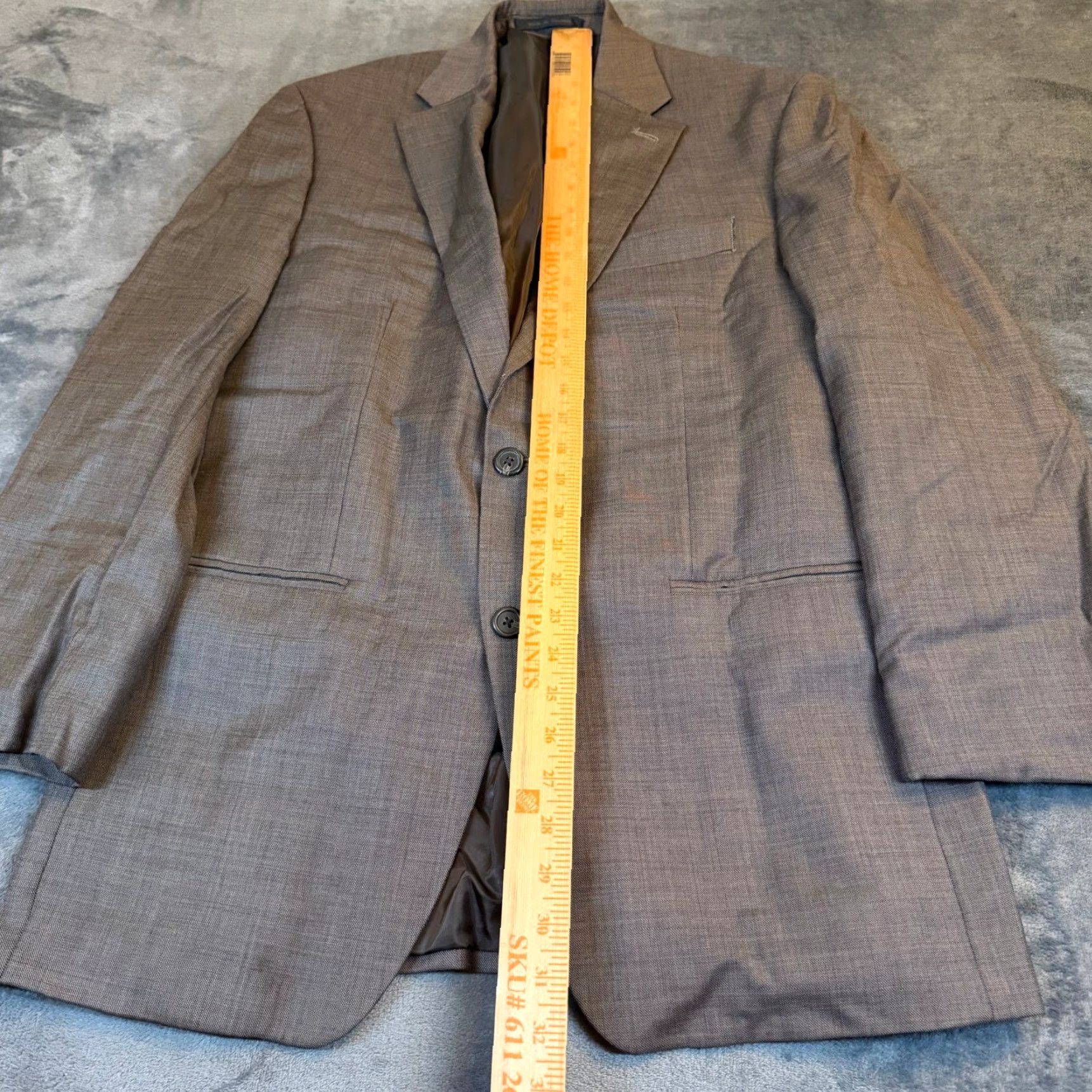 Chaps Chaps Blazer Jacket 40R Wool Brown Two Button Notch Lapel Single-Breasted Business Formal Blazer Mens Size 40R - 7 Thumbnail