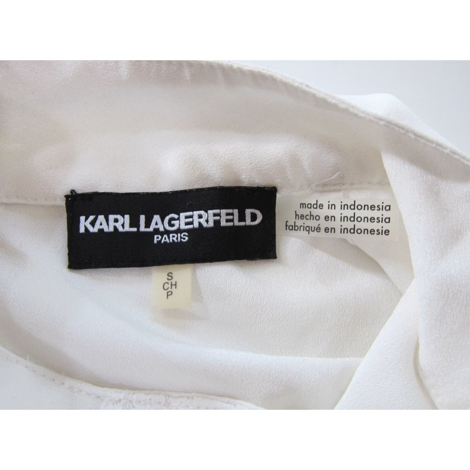 Karl Lagerfeld Karl Lagerfeld Paris White Lace Long Sleeve Blouse Small Mock Neck Button Shirt Womens Size S / US 4 / IT 40 - 3 Thumbnail