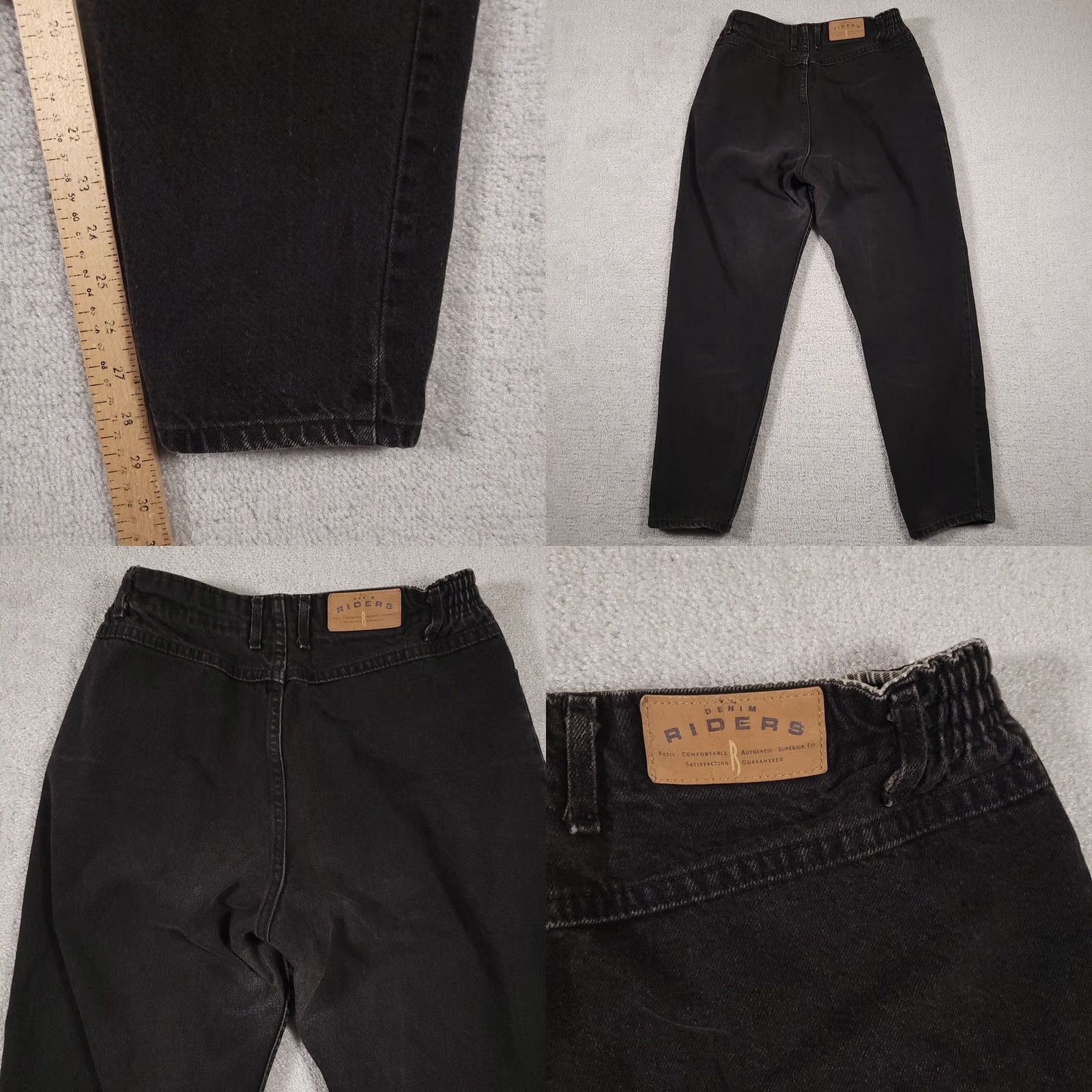 Lee VINTAGE Lee Riders Jeans Women's 14 Med Classic Fit Black Denim Tapered Leg USA Size 36" / US 14 / IT 50 - 9 Thumbnail
