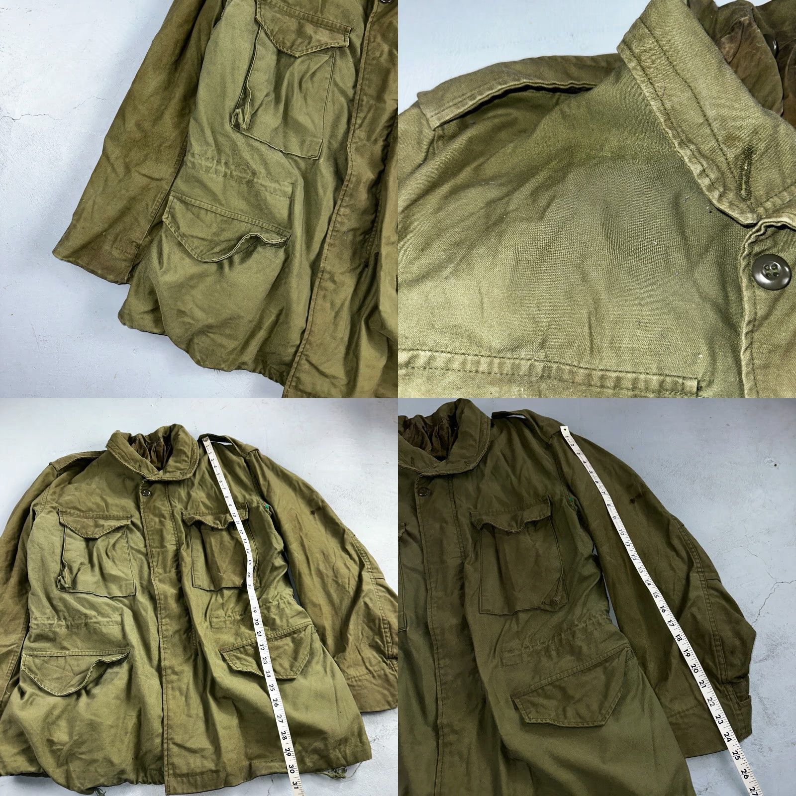 Vintage VTG U.S. Army M-65 Field Jacket Coat Green Nylon Mid-Length Zip Snap Hooded All Seasons Pockets Vietnam 70s Mens M Size US M / EU 48-50 / 2 - 9 Thumbnail