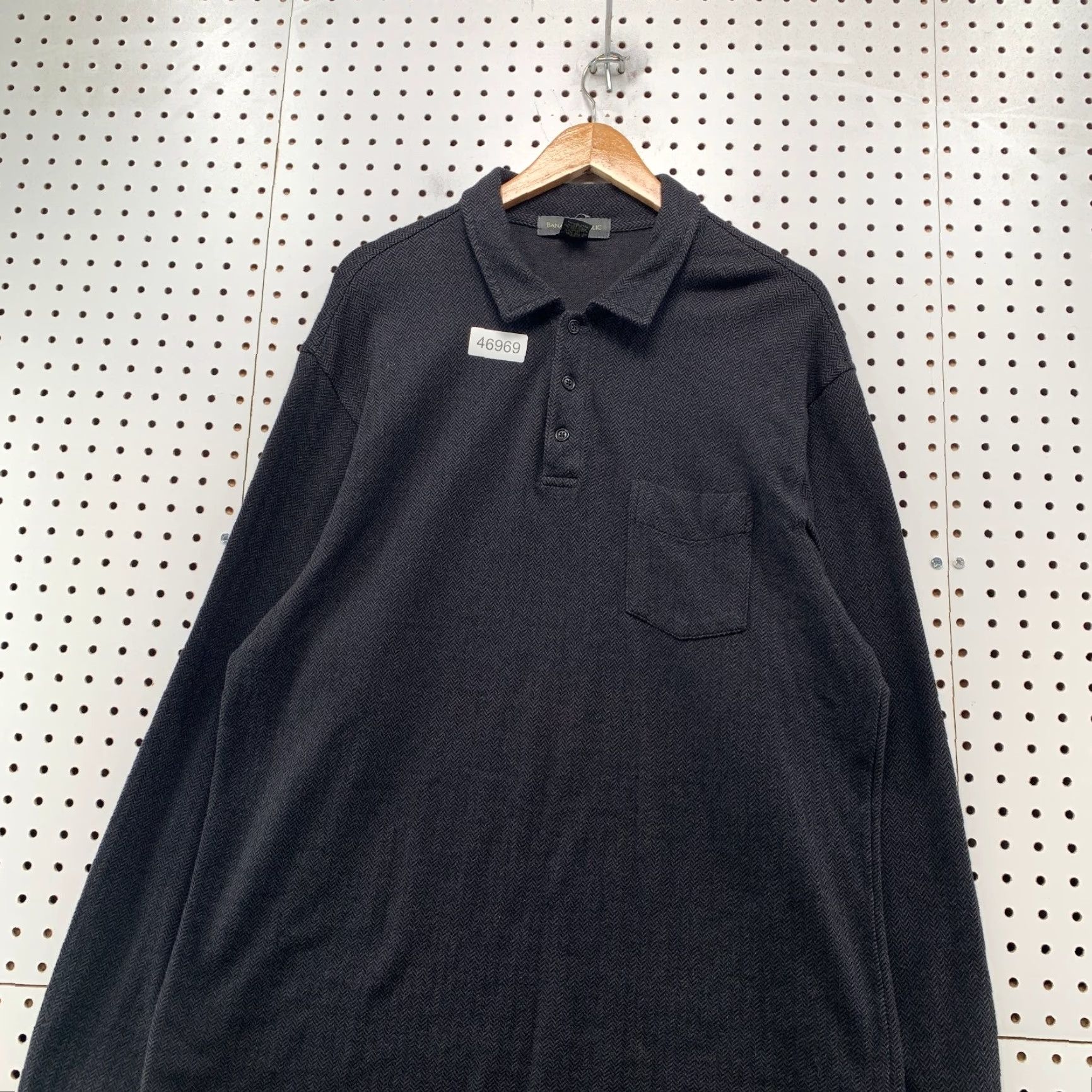 Banana Republic VINTAGE Banana Republic Polo Mens Large Black Herringbone Heavyweight Y2K Size US L / EU 52-54 / 3 - 4 Thumbnail