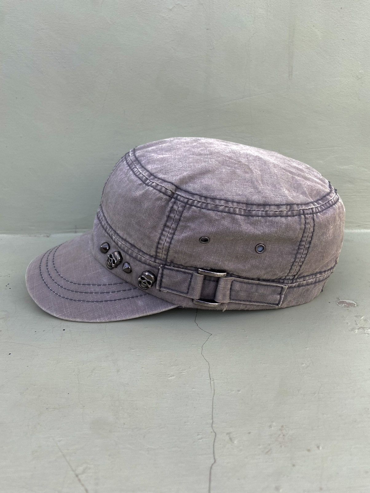 If Six Was Nine 2000s punk skull studded washed patrol hat Size ONE SIZE - 4 Thumbnail