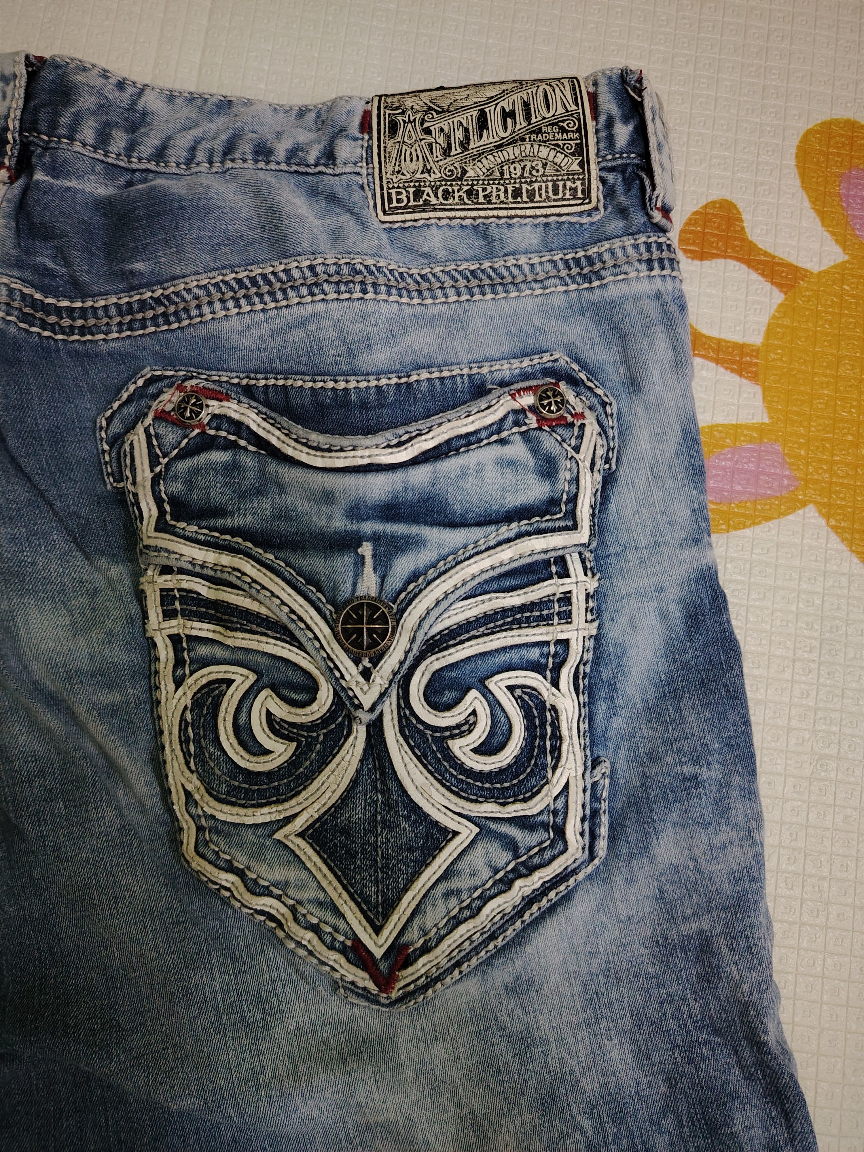 Affliction VINTAGE BLACK PREMIUM AFFLICTION "ACE" JEANS Size US 36 / EU 52 - 6 Thumbnail