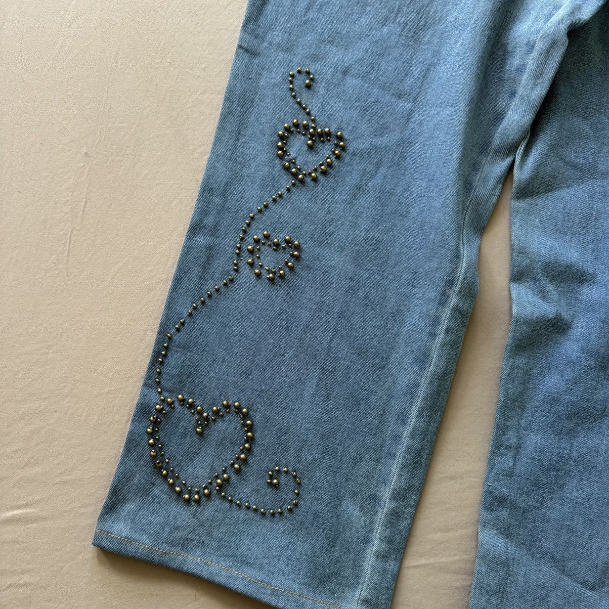 Quacker Factory Vintage Quacker Factory Heart Embellished jeans Size 34" / US 12 / IT 48 - 3 Thumbnail