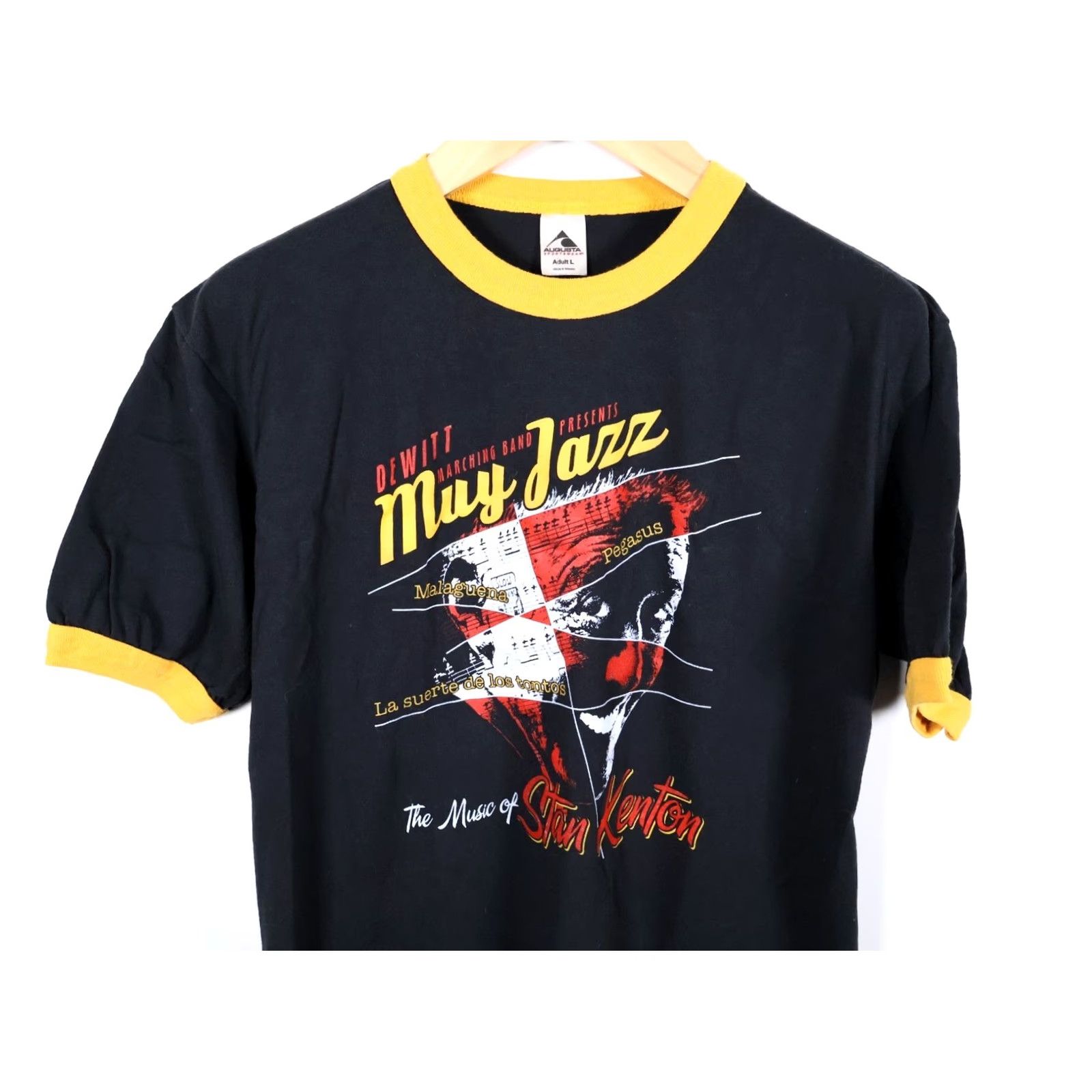 Augusta Sportswear Stan Kenton Music Ringer T-Shirt Men's Large Black Double Sided Jazz Band Size US L / EU 52-54 / 3 - 4 Thumbnail