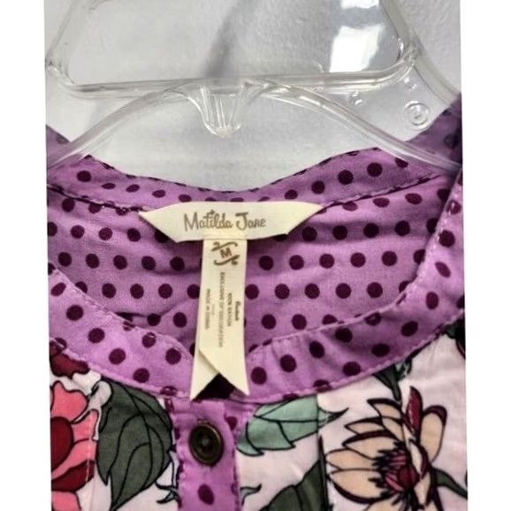 Vintage Matilda Jane Blouse Top M Purple Floral BOHO Cottage Bohemian Festival All Seasons Long Sleeve Relaxed Womens Size M / US 6-8 / IT 42-44 - 4 Thumbnail