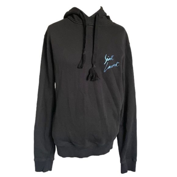 Saint Laurent Paris Saint Laurent Script Cotton Hoodie - S/M, authenticated 🇮🇹 Size US M / EU 48-50 / 2 - 2 Thumbnail