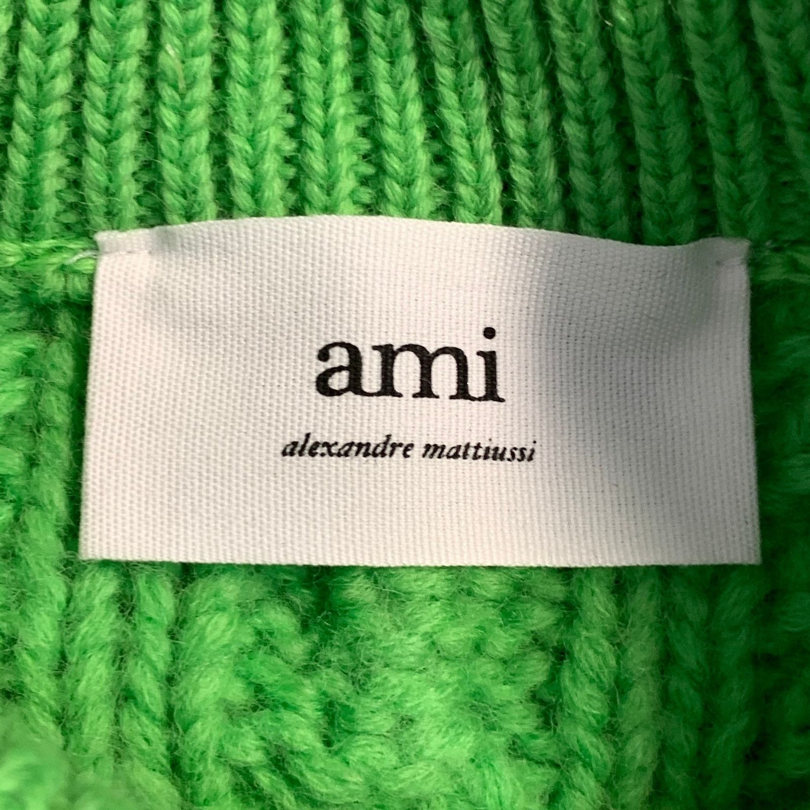 AMI Size M Lime Green Wool Cable Knit Cropped Sweater Size M / US 6-8 / IT 42-44 - 5 Thumbnail