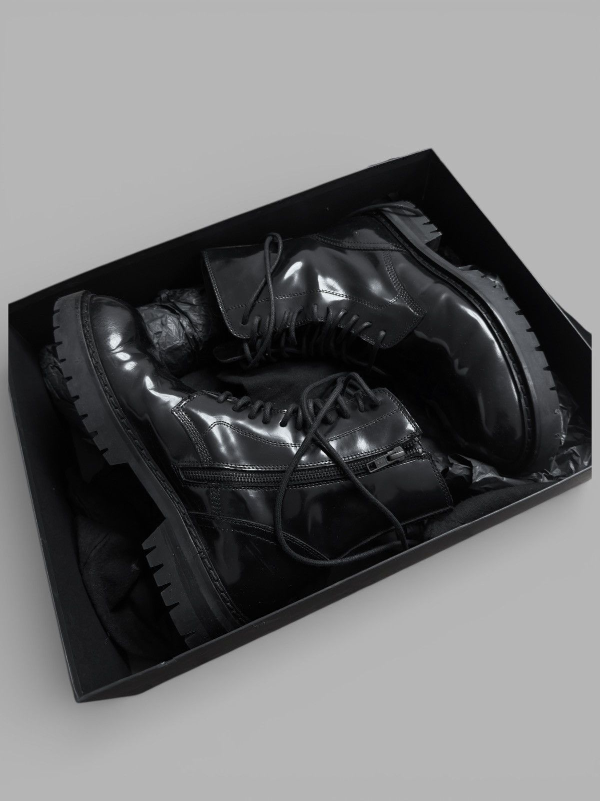 Ann Demeulemeester FW2014 Ann Demeulemeester Patent Leather Combat Biker Boots Size US 9 / EU 42 - 18 Thumbnail