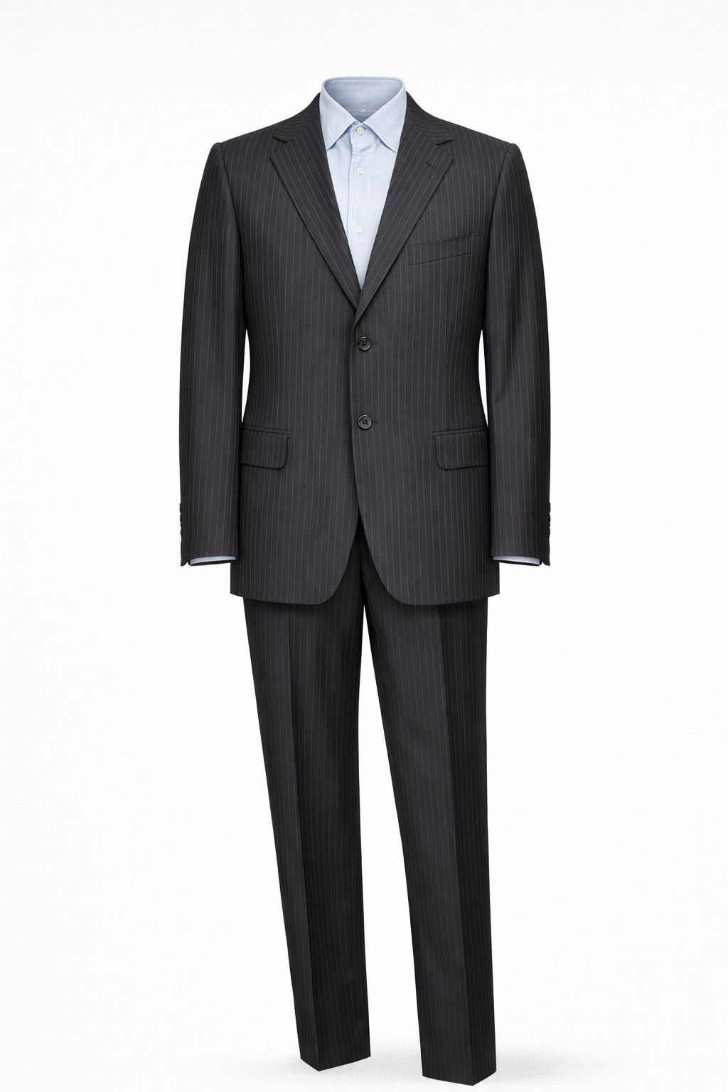 Ermenegildo Zegna Zegna Suit 3 Button Charcoal Pinstripe Wool Classic Fit Size 52L - 1 Thumbnail