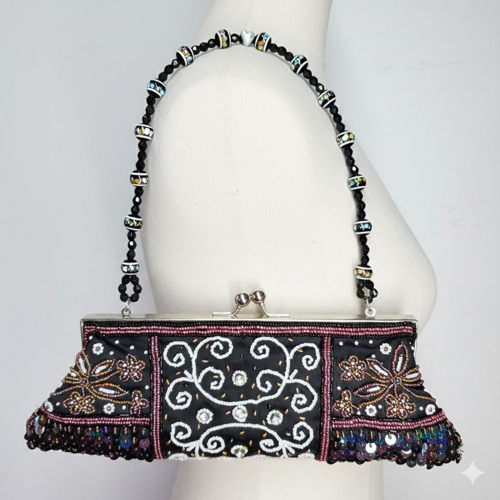 Other In's 11x4x2" Evening Bag Shoulder Strap Fully Beaded Black Size ONE SIZE - 3 Thumbnail