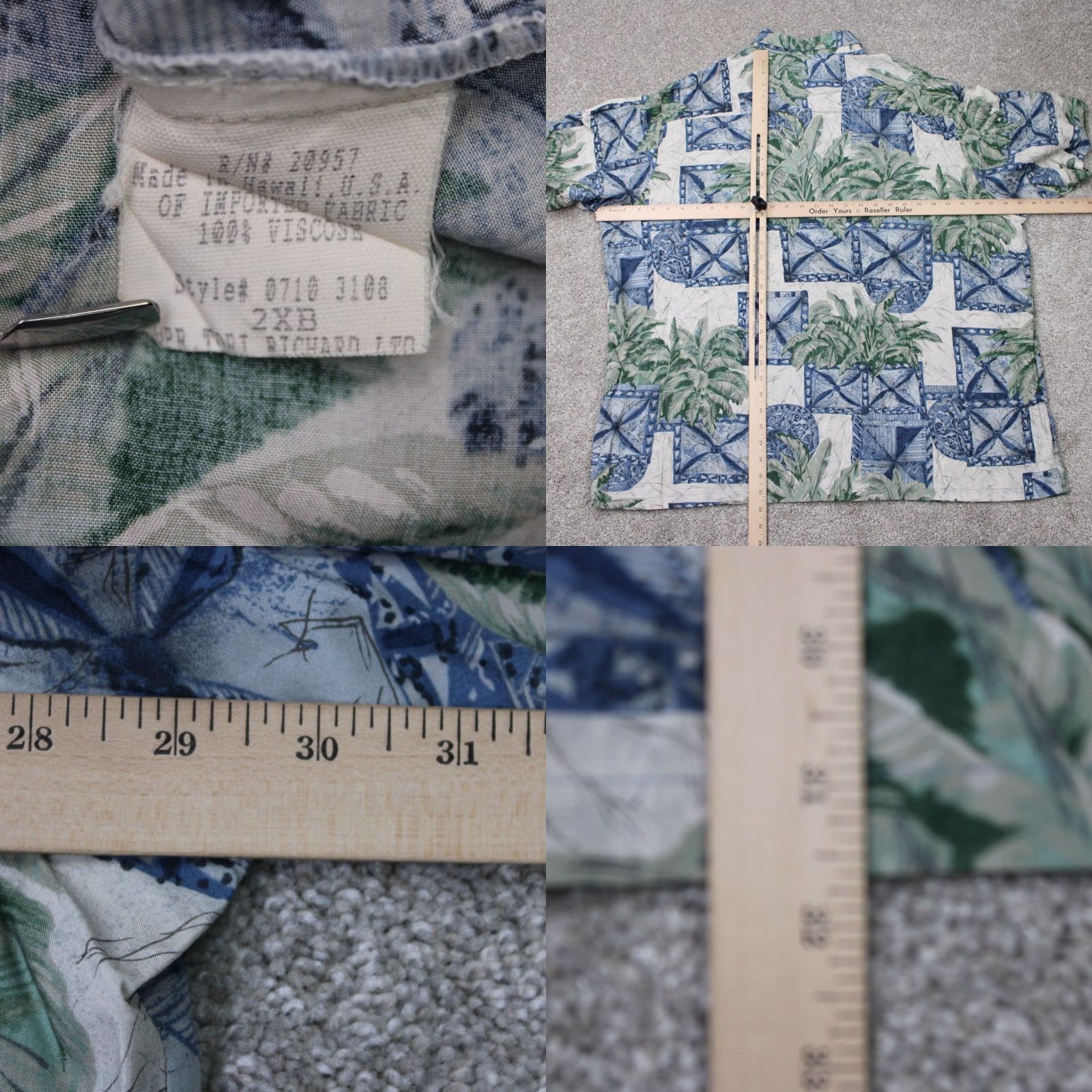Tori Richard Tori Richard Hawaiian Shirt Mens 2XB XXL-Big Green/Blue Floral 100% Viscose S/S Shirt Big & Tall Mens Blue Floral Beach Tropical 90s? Size US XXL / EU 58 / 5 - 8 Thumbnail