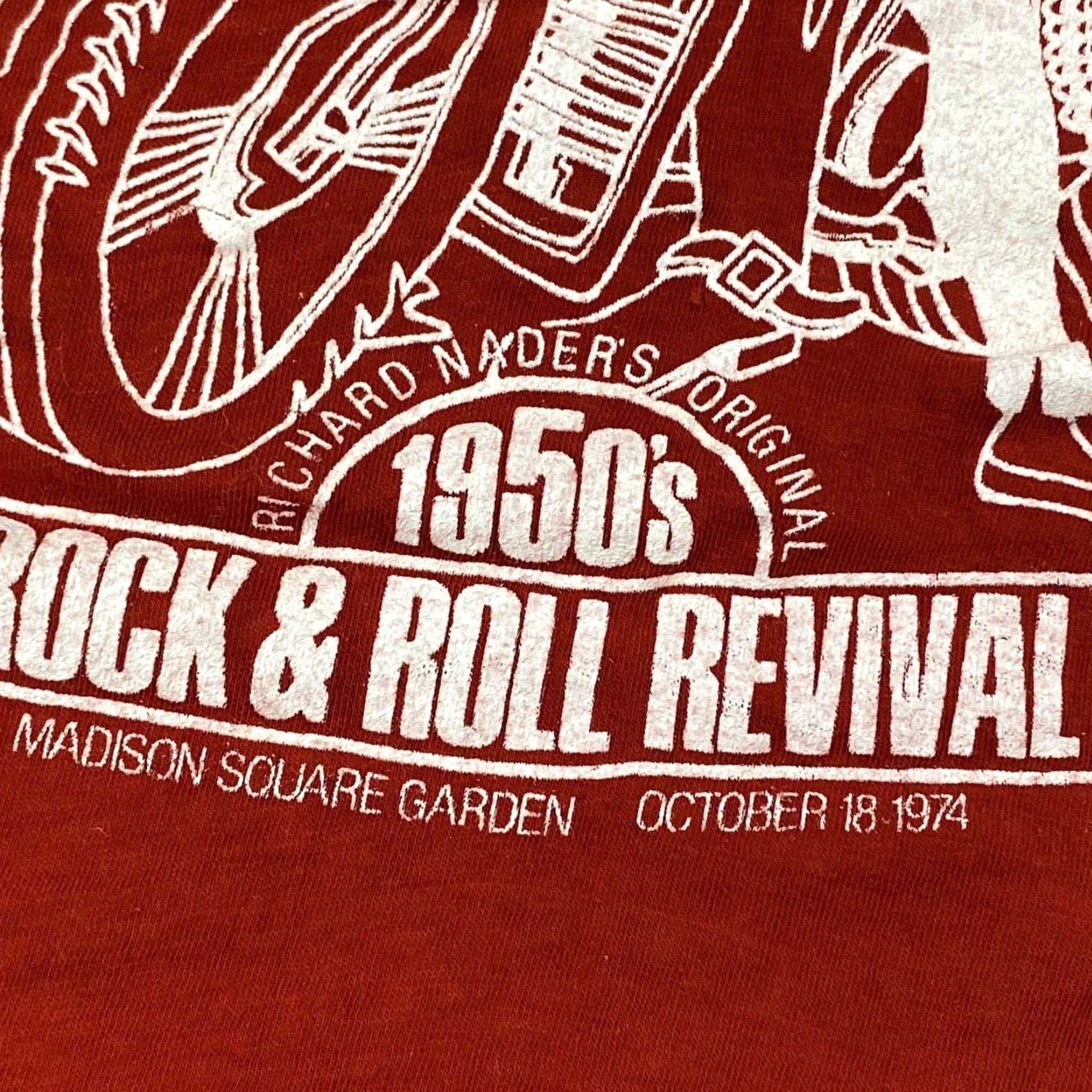 Vintage Vintage 1974 Richard Nader's Rock & Roll Revival T-Shirt Unisex S/M Red 1970s Concert Retro Psychedelic Size US S / EU 44-46 / 1 - 5 Thumbnail