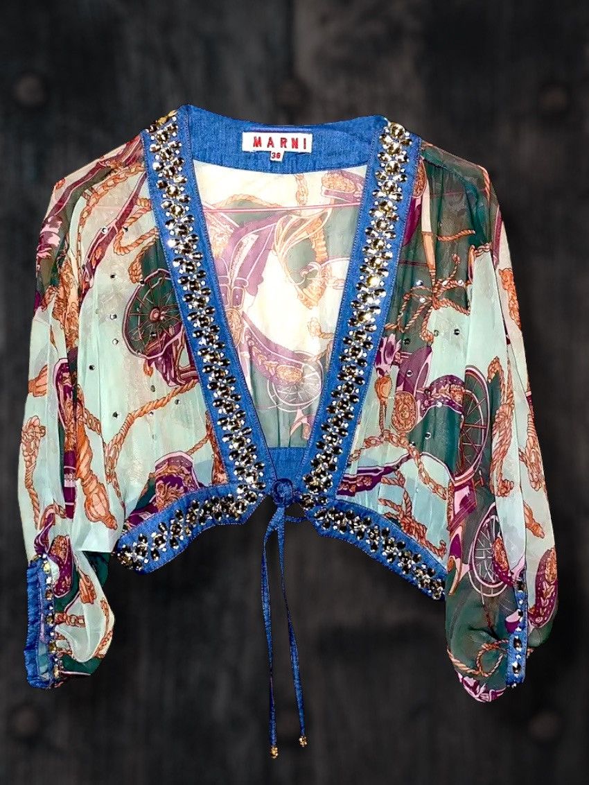 Marni HERMES style Marni Mesh Tank Top Cardigan Blouse Horse Art Size M / US 6-8 / IT 42-44 - 1 Thumbnail