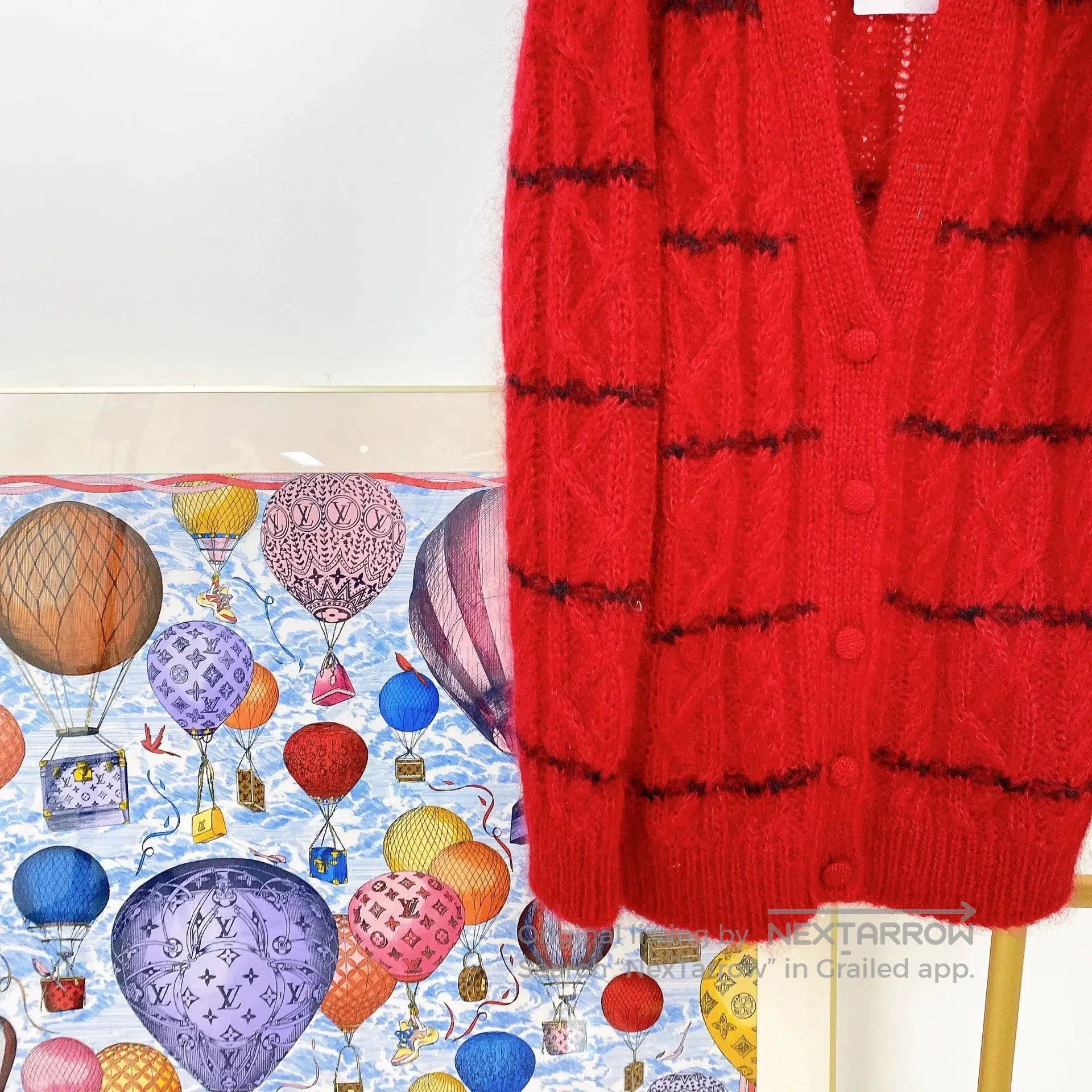 Saint Laurent Paris Saint Laurent Red Cable Knit Cardigan. Size XS / US 0-2 / IT 36-38 - 4 Thumbnail