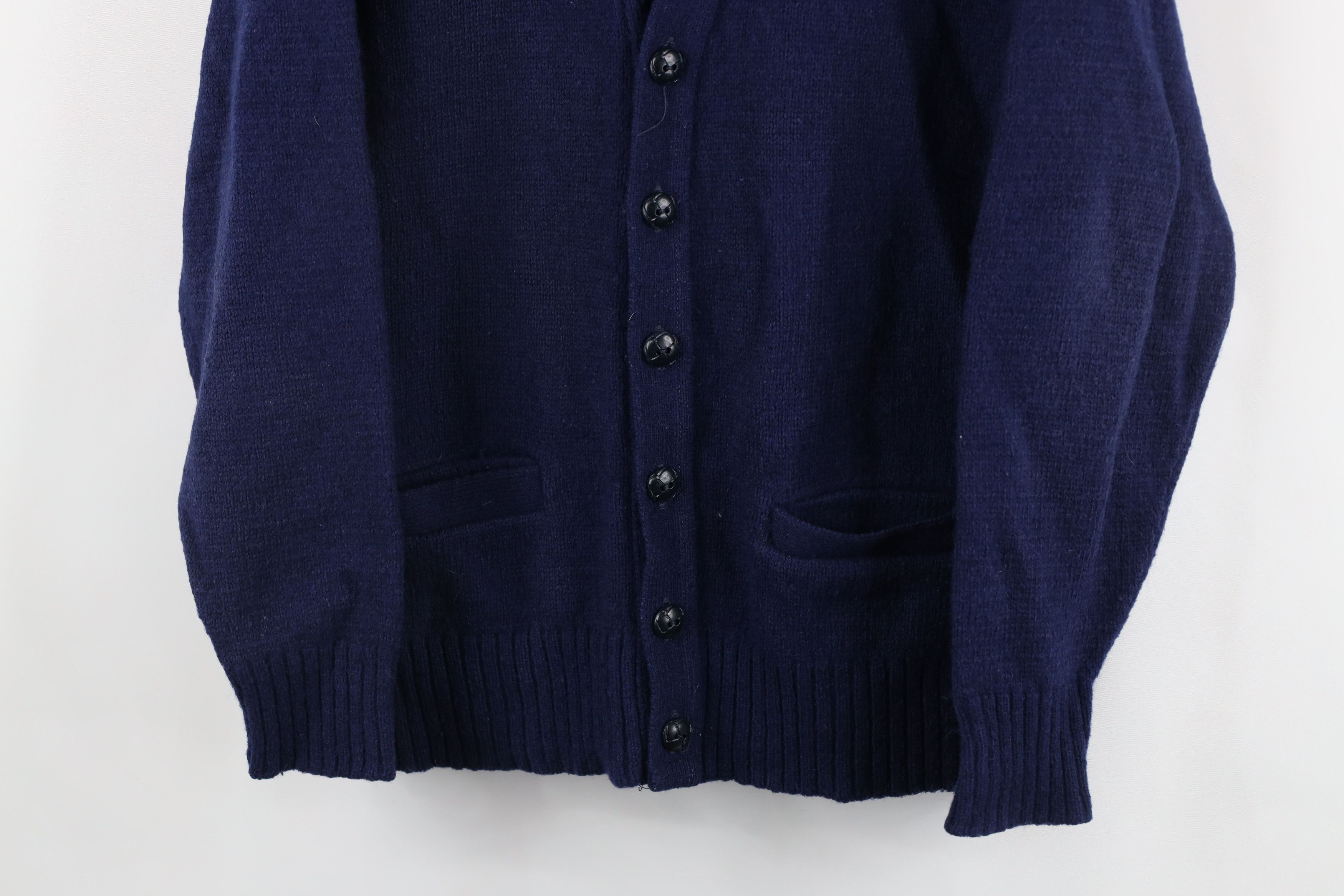 Vintage Vintage 60s 70s Streetwear Cardigan Sweater Navy Blue USA Size US L / EU 52-54 / 3 - 3 Thumbnail