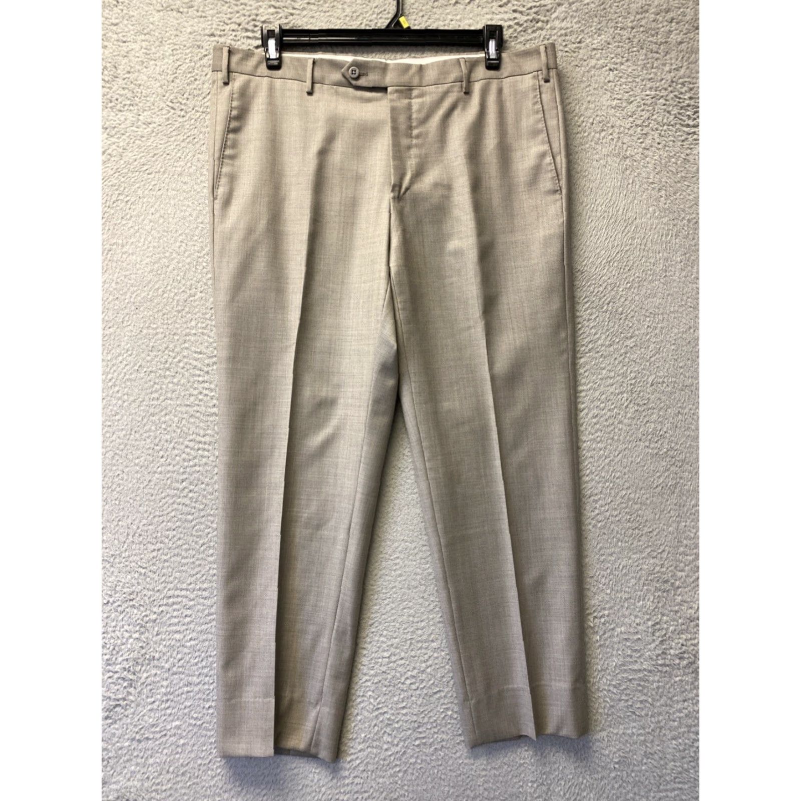 ZANETTI Wool Pants Mens 38x30 Sand Gray Dress Pants Straight Leg NWOT