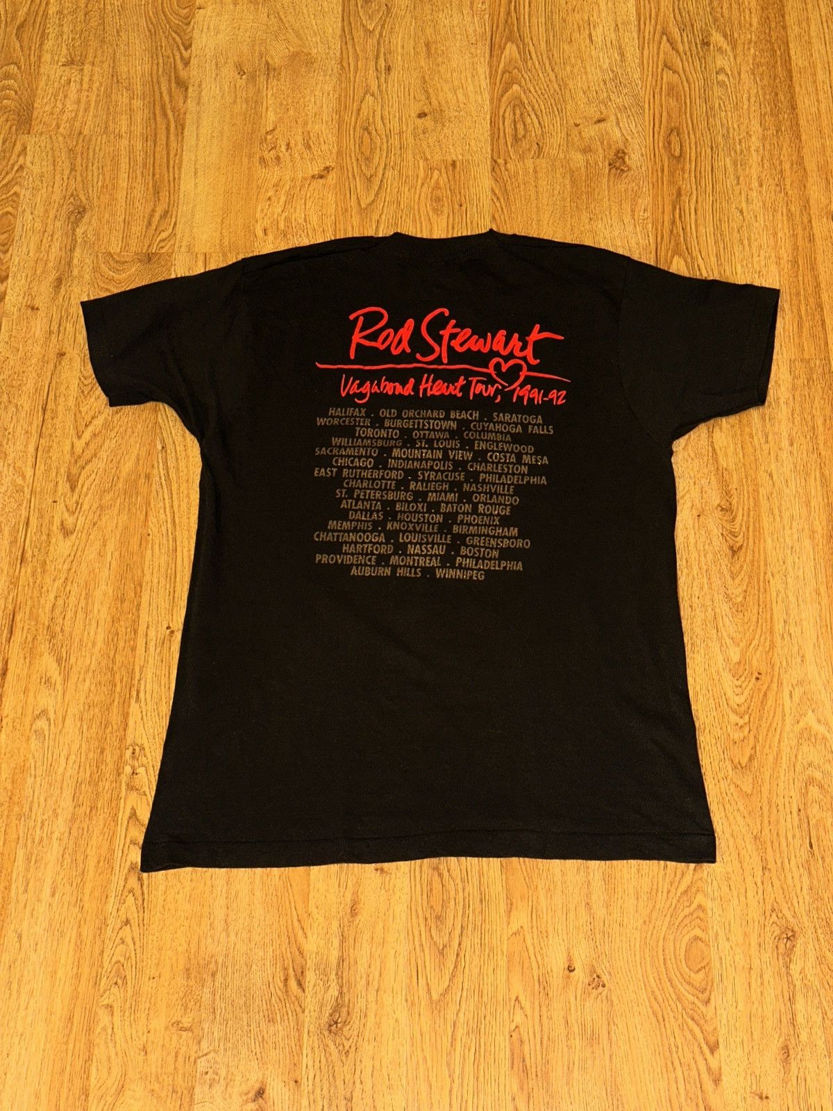 Rap Tees Single Stitch Vtg 1991 ROD STEWART Vagabond Heart Tour Tee Size US XL / EU 56 / 4 - 5 Thumbnail