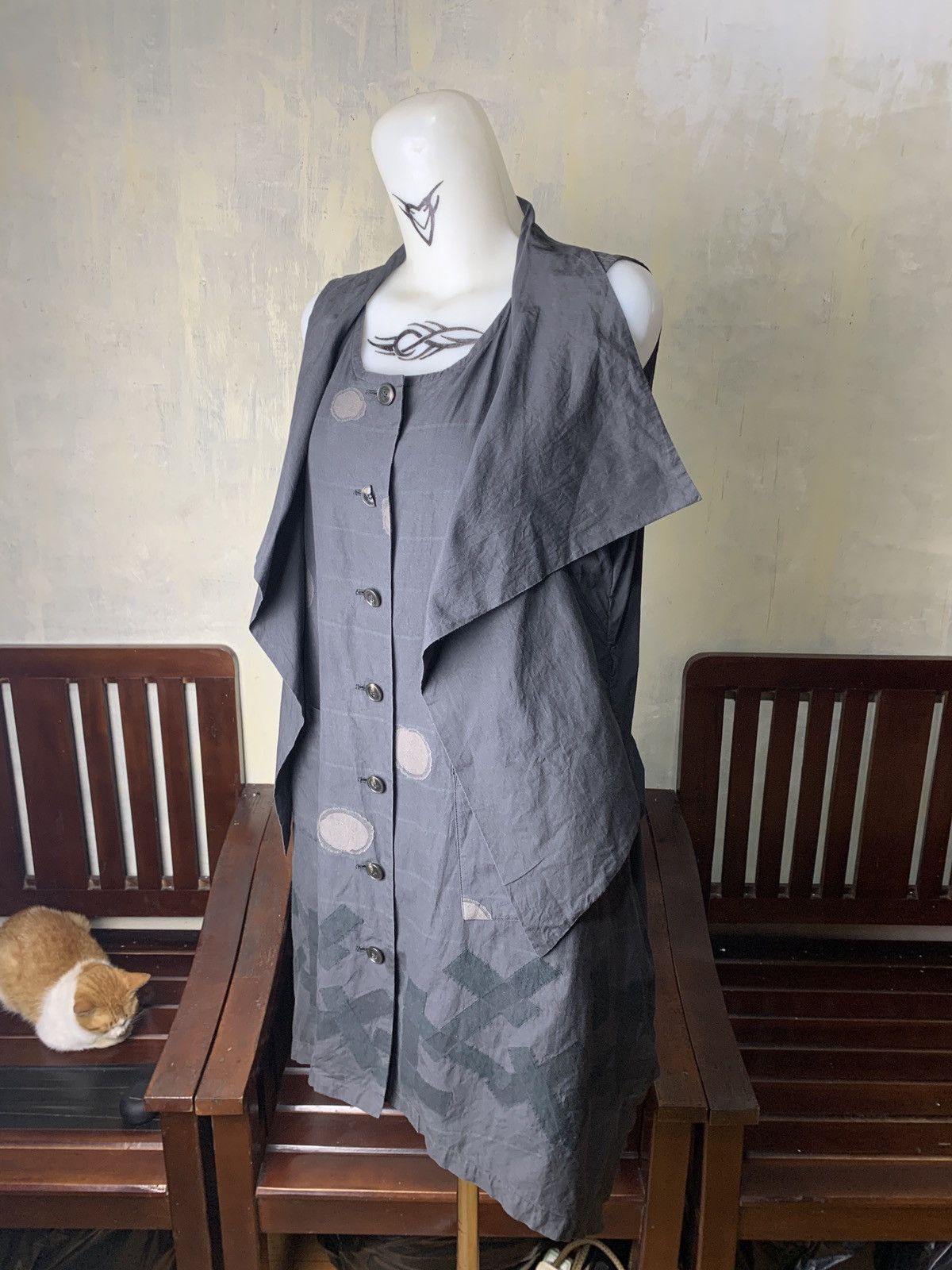 Japanese Brand 2000s KEIKO KISHI by nosh Designer Japan Collar Goth Dress Size M / US 6-8 / IT 42-44 - 2 Thumbnail