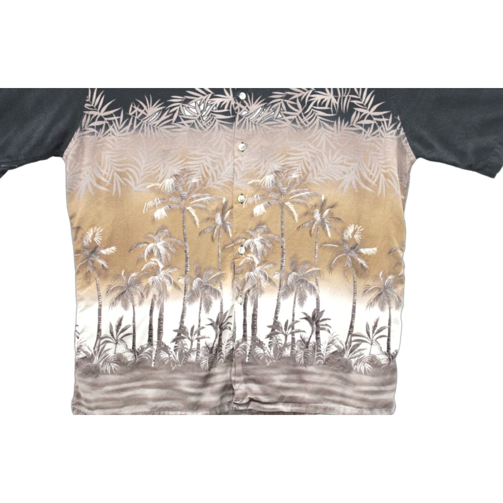 Vintage Campia Moda Shirt Men's Large Party Hawaiian Palm Trees Brown Black Print Rayon Size US L / EU 52-54 / 3 - 1 Thumbnail