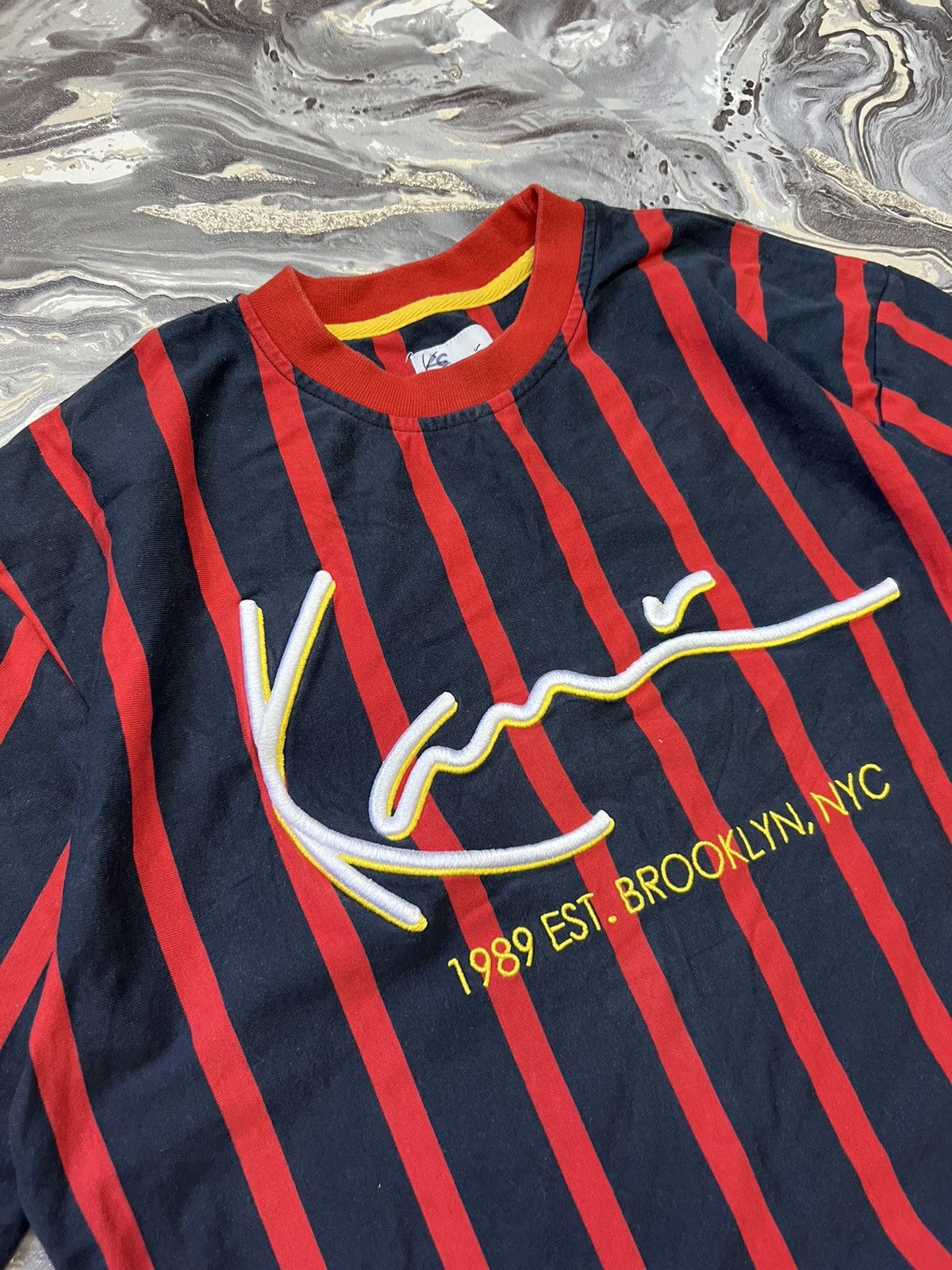JNCO × Karl Kani Karl Kani Big Logo Multicolor Striped Logo Crew Tee T-shirt Size US M / EU 48-50 / 2 - 3 Thumbnail