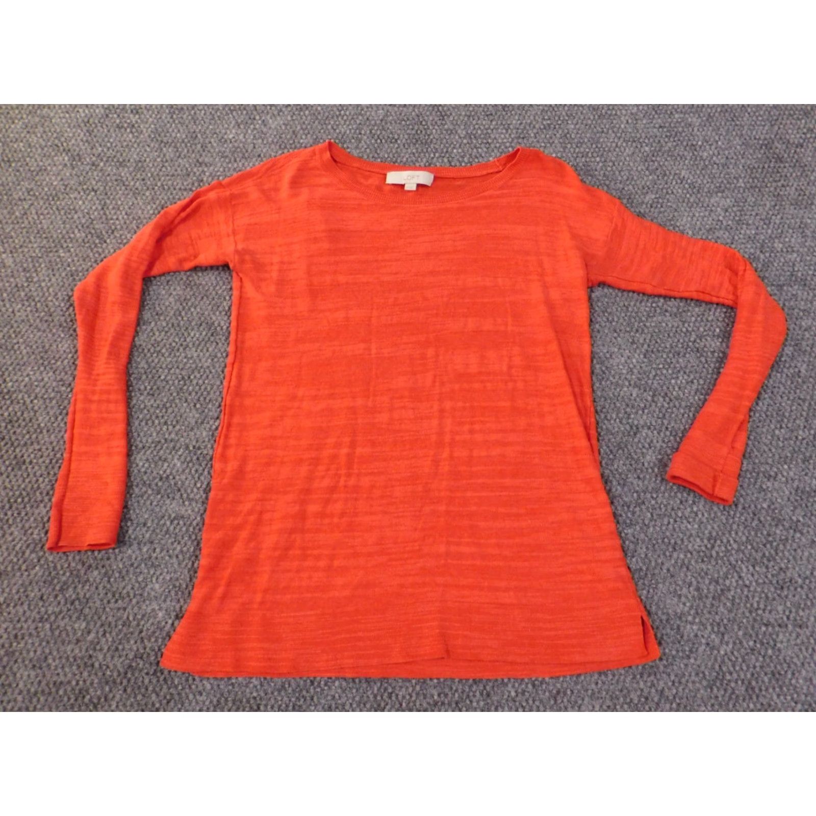Loft LOFT Sweater XS Orange Pullover Roundneck Womens Cotton Viscose Geometric Modern Regular Knit Rib Size XS / US 0-2 / IT 36-38 - 5 Thumbnail