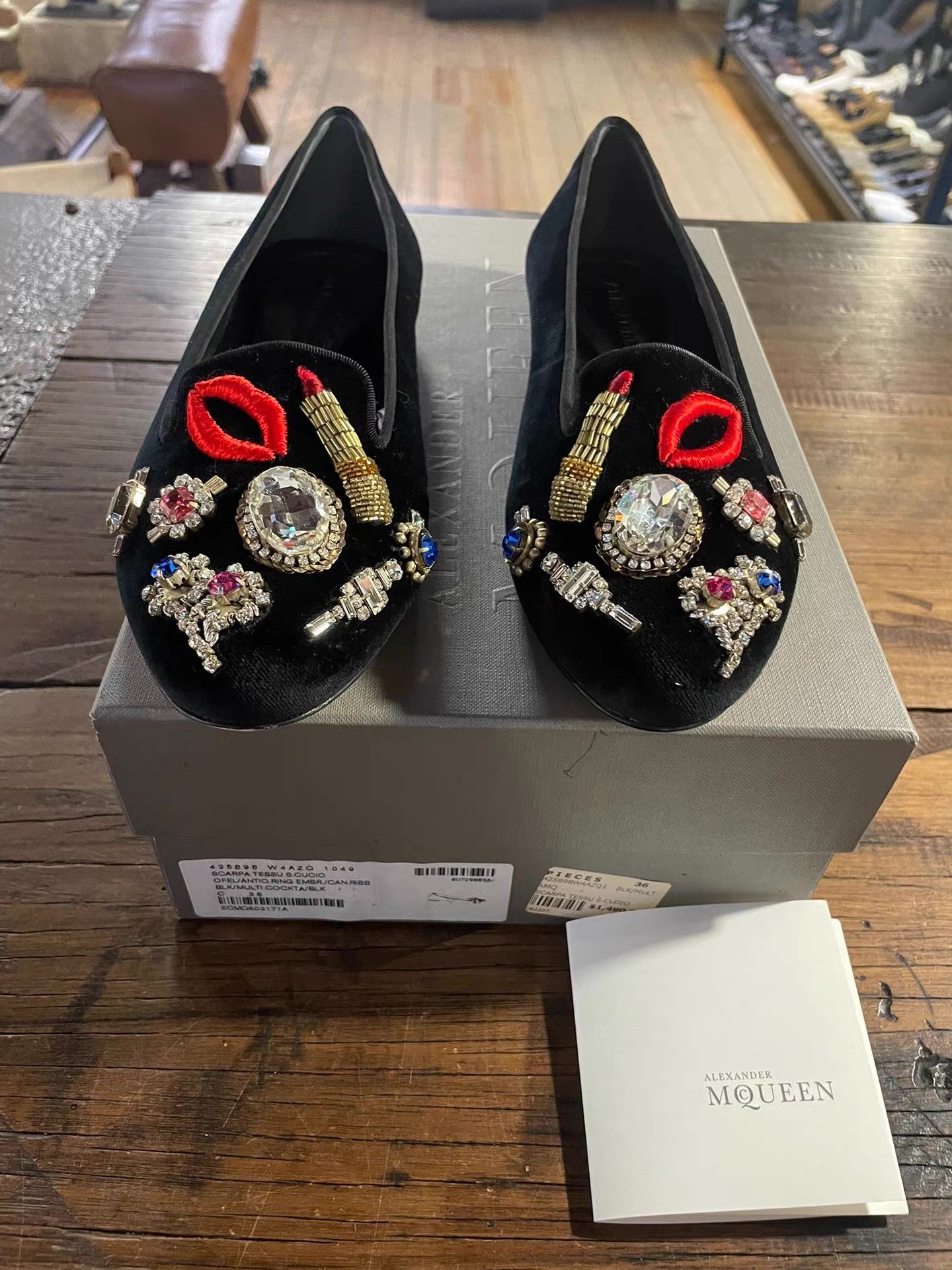 Alexander McQueen Alexander McQueen 16FW Jewel‑Embroidered Loafers Ｑ25 Size US 7 / IT 37 - 1 Thumbnail