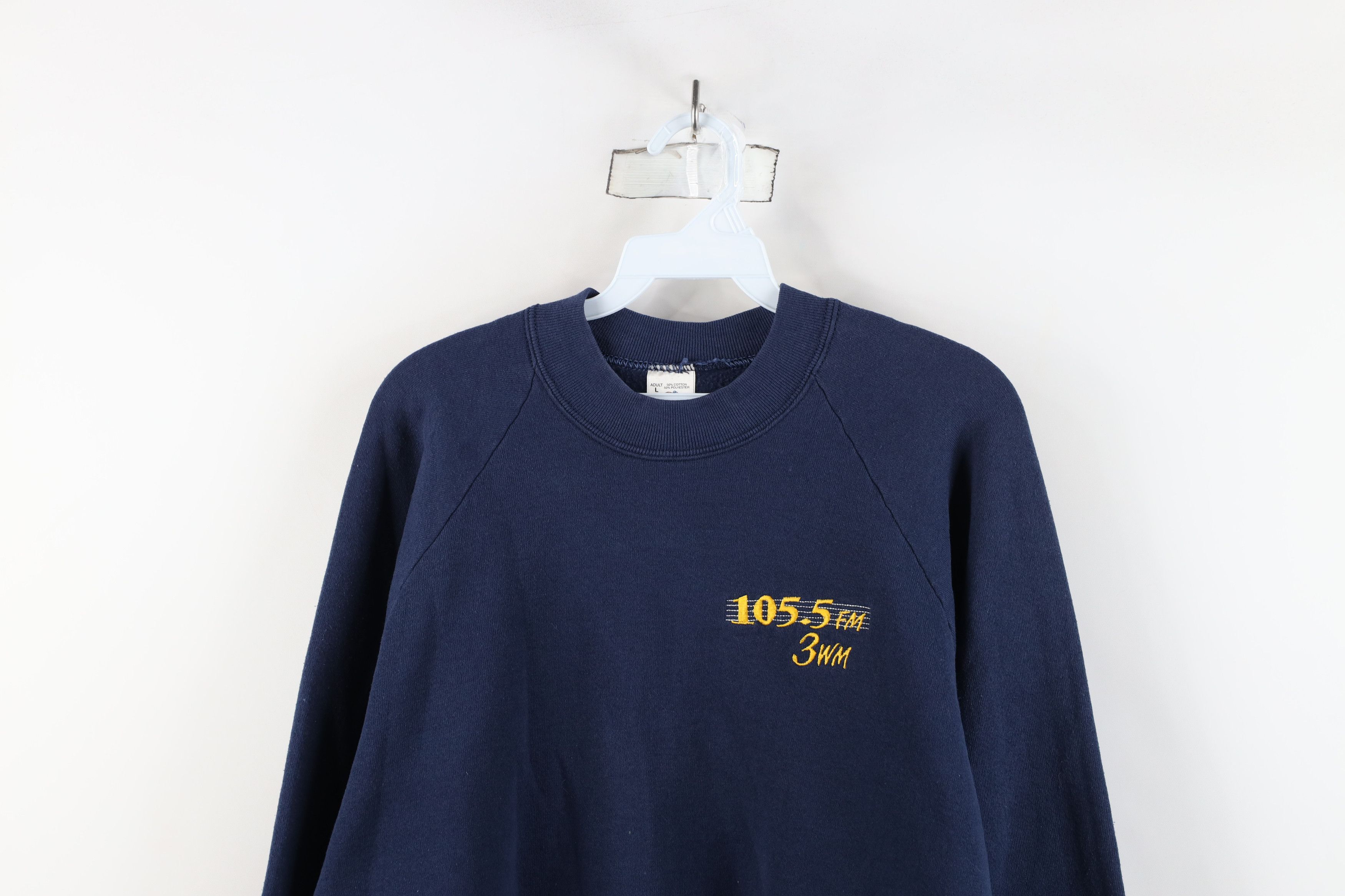 Vintage Vintage 90s Streetwear 105.5 M 3WM Radio Sweatshirt Blue USA Size L / US 10 / IT 46 - 2 Thumbnail