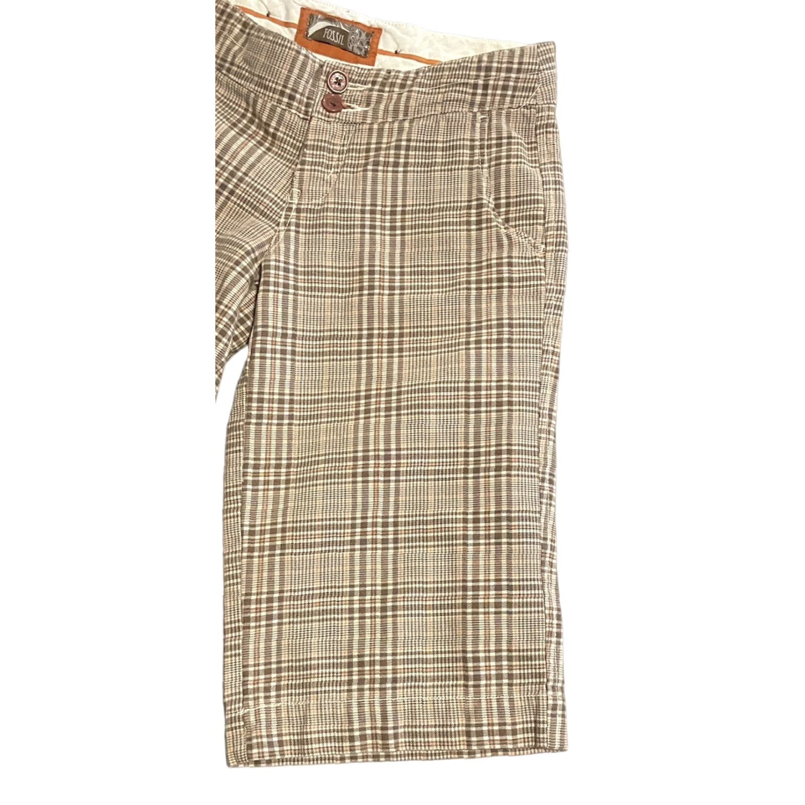 Fossil VINTAGE Fossil Bermuda Shorts Womens 90s Plaid Brown Sz 2 Hong Kong Y2K Jeans Bermuda Shorts Size 26" / US 2 / IT 38 - 3 Thumbnail