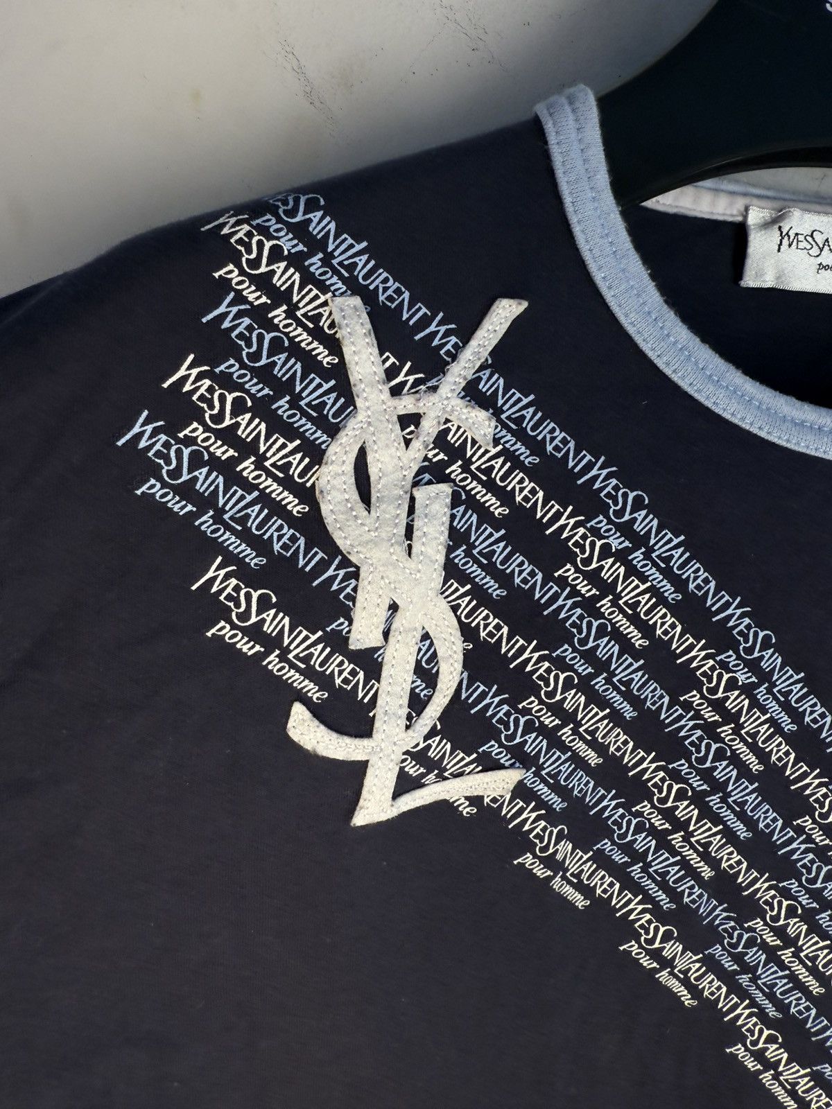 Yves Saint Laurent Navy YSL T-shirt Big Logo YSL Shirt Size US M / EU 48-50 / 2 - 3 Thumbnail