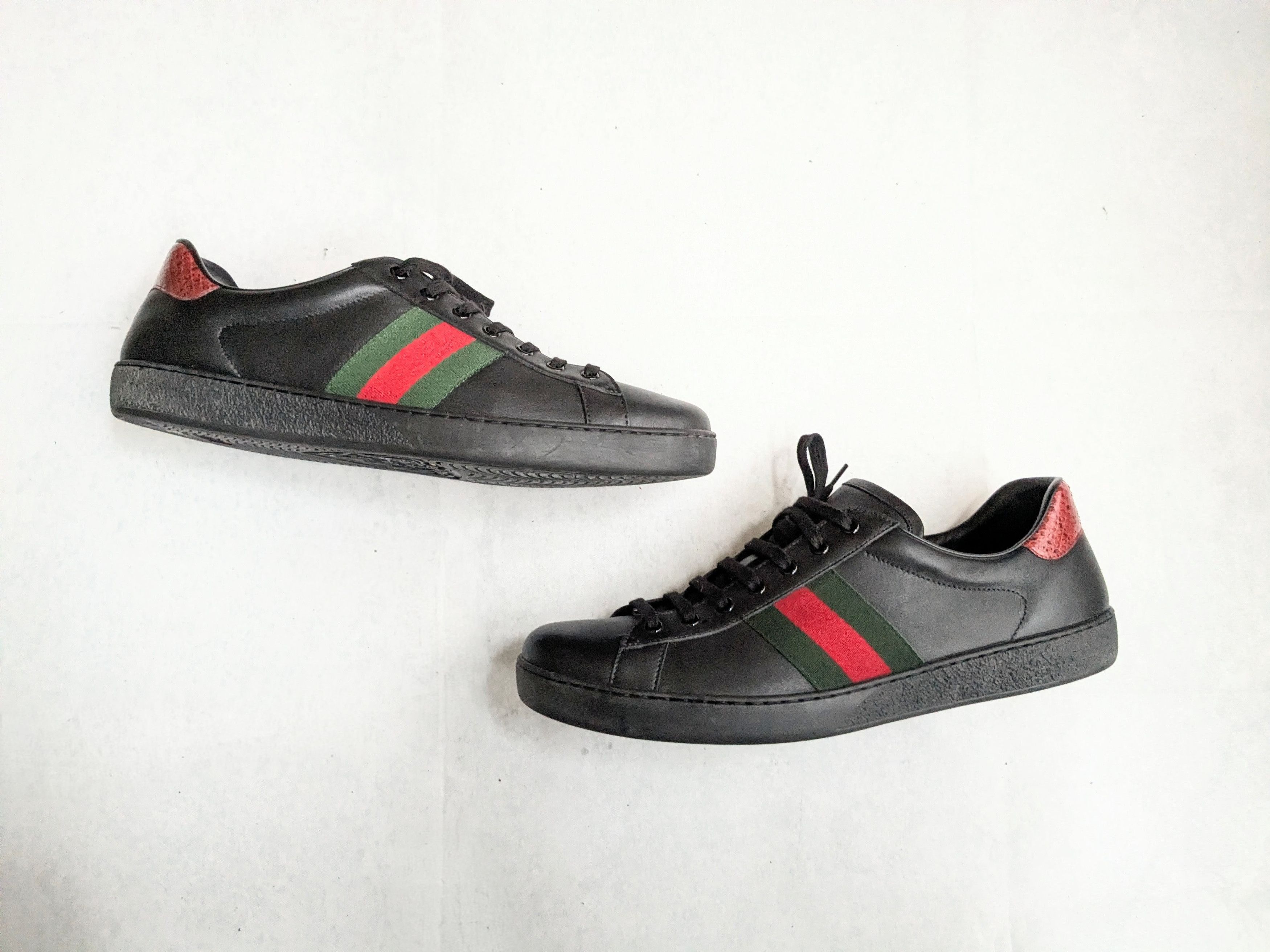 Gucci Ace Sneakers Black 13.5 Low Tops Leather
