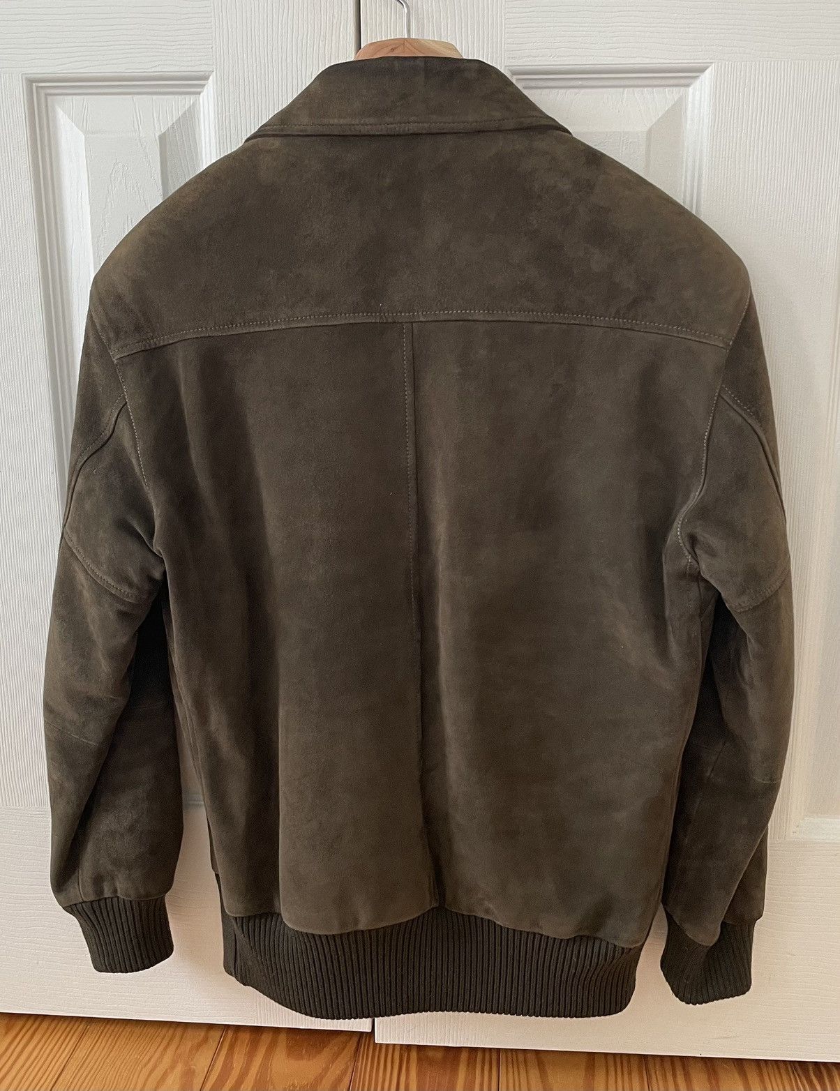 Thom Sweeney Incredible Olive Green/Brown Leather Suede Bomber Jacket Size US L / EU 52-54 / 3 - 5 Thumbnail