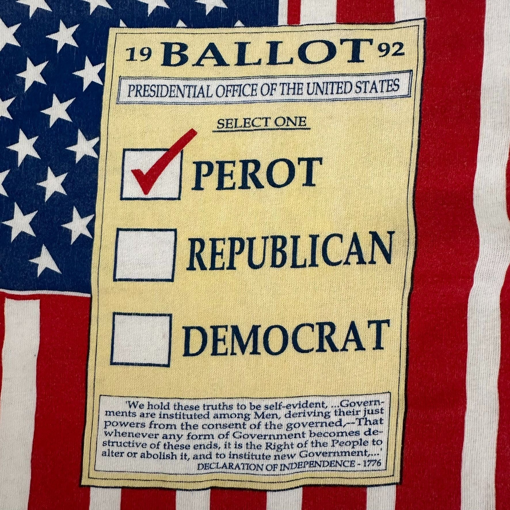 Fruit Of The Loom Vintage 90s Ross Perot Campaign T-Shirt 1992 Political Tee Size US L / EU 52-54 / 3 - 3 Thumbnail