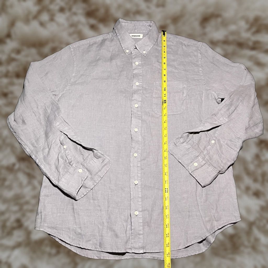 Taylor Stitch Shirt Mens 44 Linen Gray Long Sleeve Button Down Relaxed