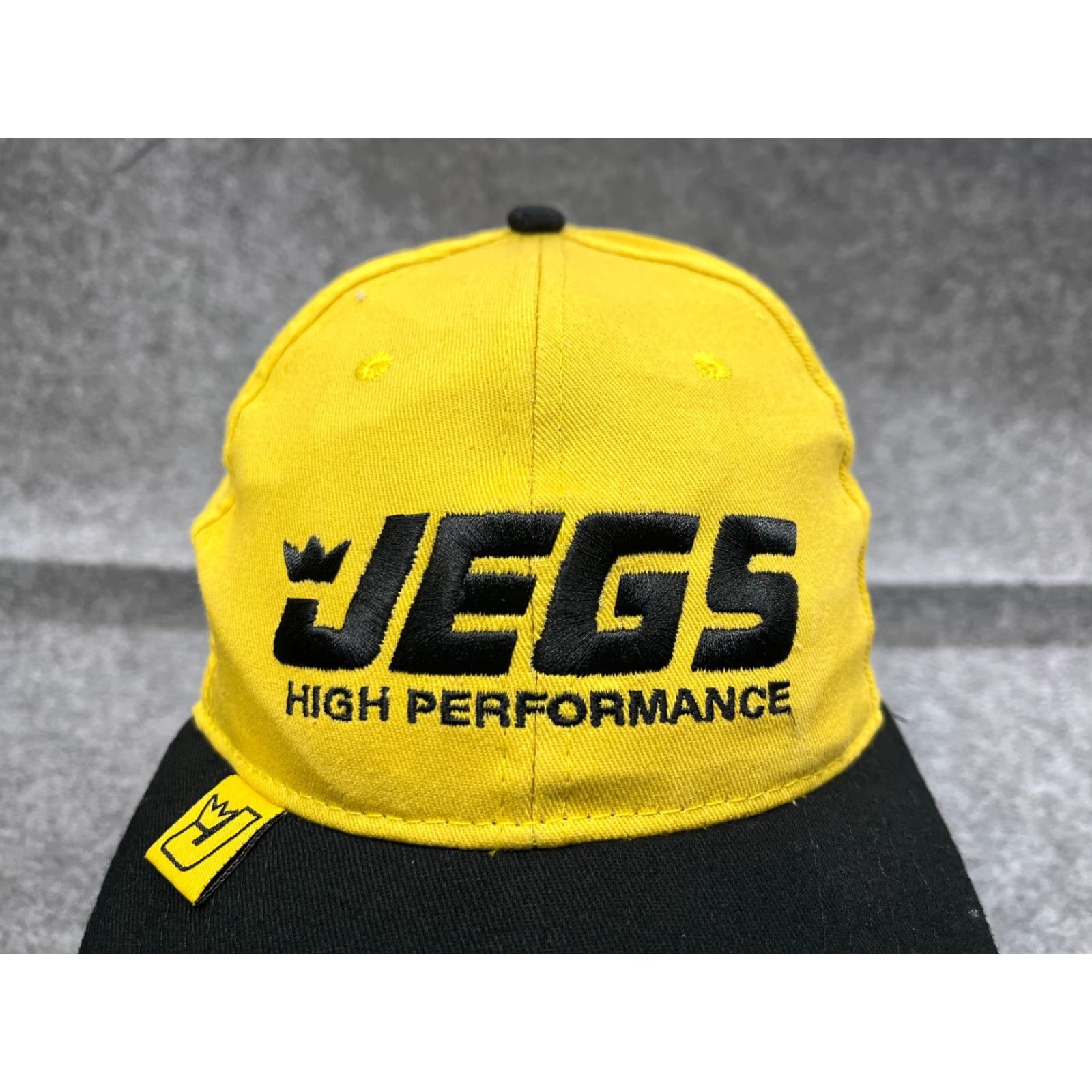Vintage Jegs High Performance Hat Cap Strap Back Adult One Size Black Yellow Cotton Cap Mens Size ONE SIZE - 2 Thumbnail
