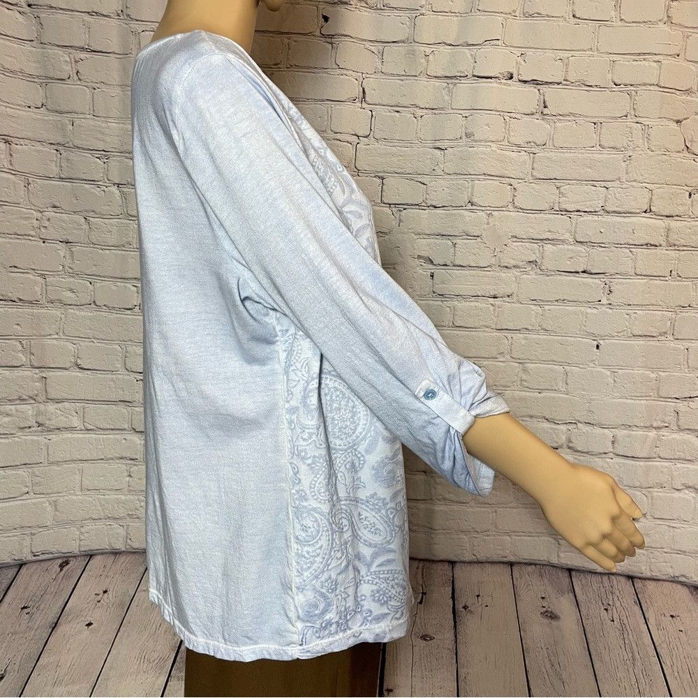 Chicos Chico's Cotton Blue Tie Dye 3/4 Sleeve Top Size 2 US L Size L / US 10 / IT 46 - 3 Thumbnail