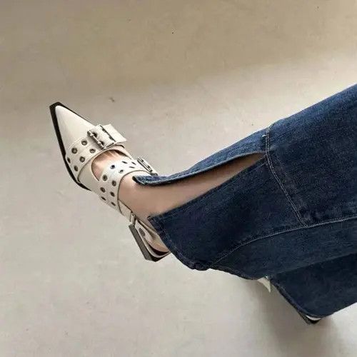 Japanese Brand × Vintage Shoes with a strap on the heel, women's punk style Size US 8 / IT 38 - 3 Thumbnail