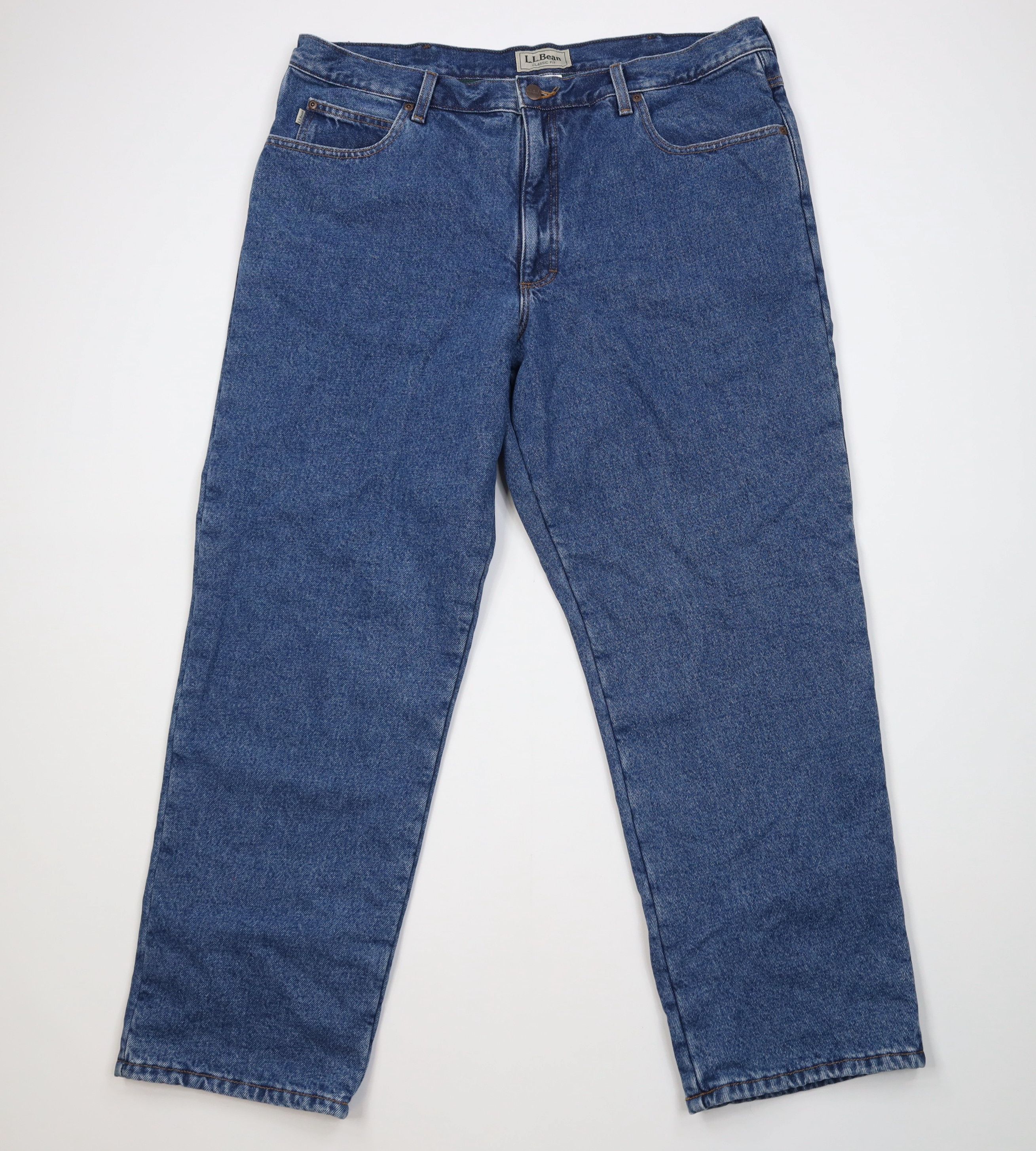 L.L. Bean Vintage LL Bean Fleece Lined Heavy Wide Leg Denim Jeans Blue Size US 40 / EU 56 - 2 Thumbnail