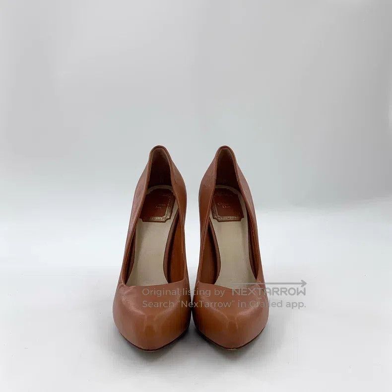 Dior Dior Brown leather CD logo thin heel high heels Size US 7.5 / IT 37.5 - 3 Thumbnail
