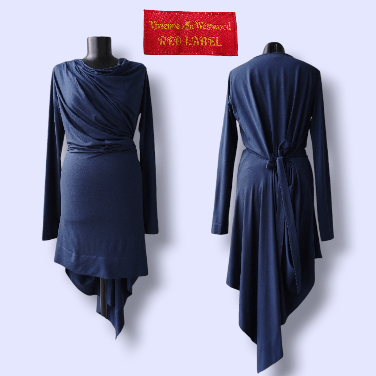 Vivienne Westwood Dress Long Sleeve Asymmetric Draped Wool A/W 2010 Size S Size S / US 4 / IT 40 - 1 Thumbnail