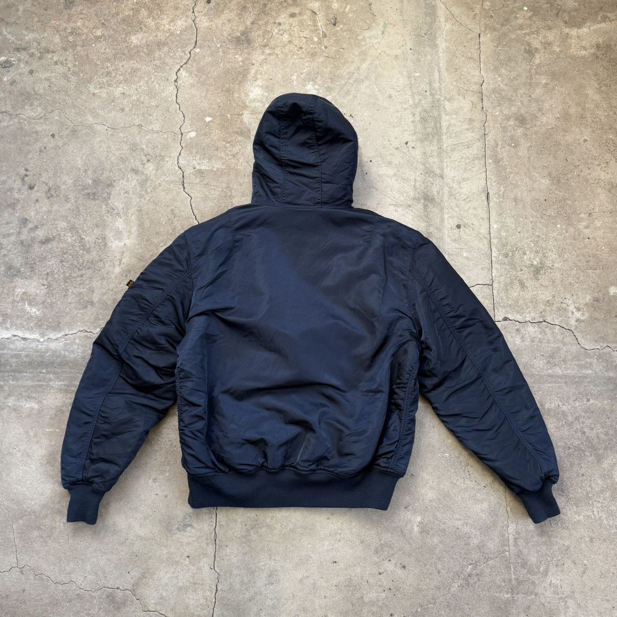 Alpha Industries Alpha Industries Navy Hylon Bomber Jacket With Hood Size US XXL / EU 58 / 5 - 2 Thumbnail