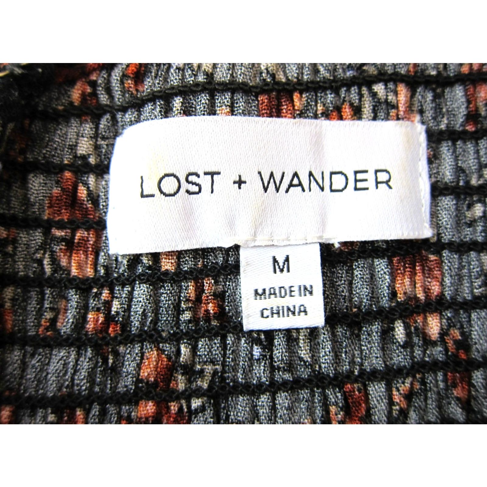 Vintage Lost + Wander Floral Cap Sleeve Rayon Midi Dress Medium Orange Black Green Prairie Dress Women Size M / US 6-8 / IT 42-44 - 3 Thumbnail