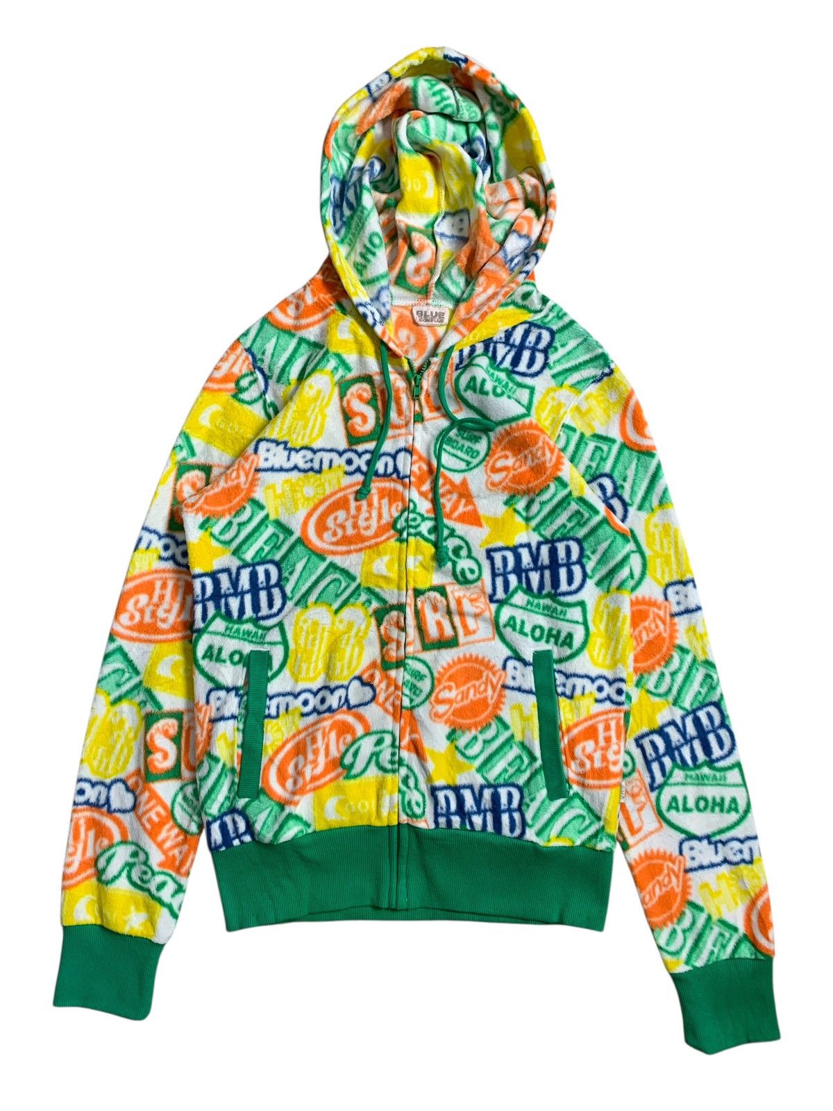 1990s BLUE MOON BLUE ALL OVER PRINT ZIP HOODIE LGB STYLE