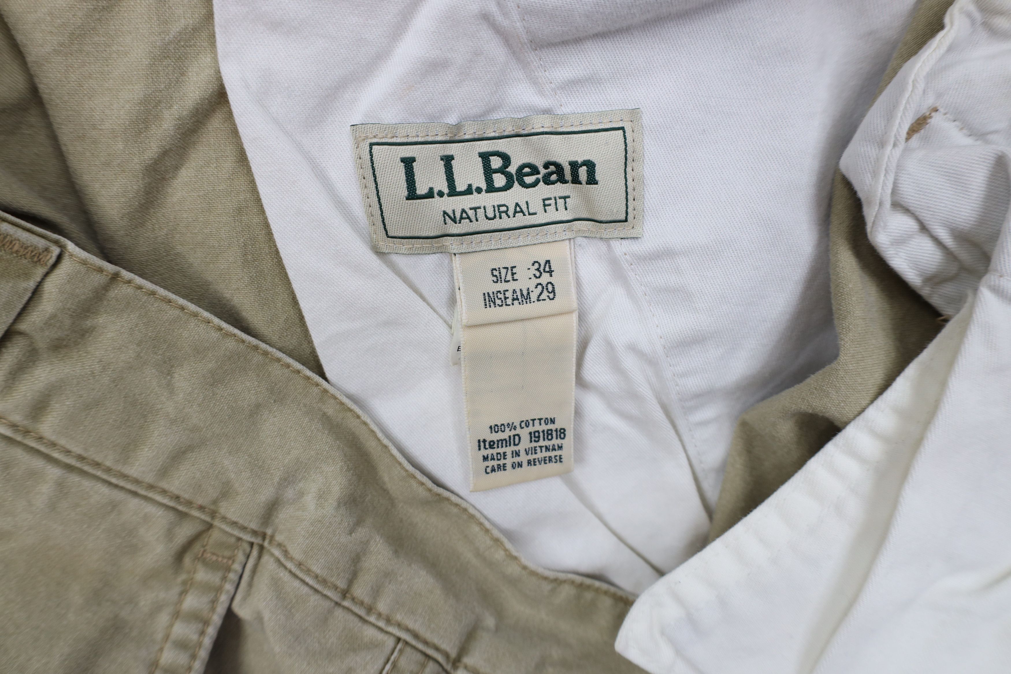 L.L. Bean Vintage 90s LL Bean Wide Leg Cargo Pants Beige Cotton Size US 34 / EU 50 - 8 Thumbnail
