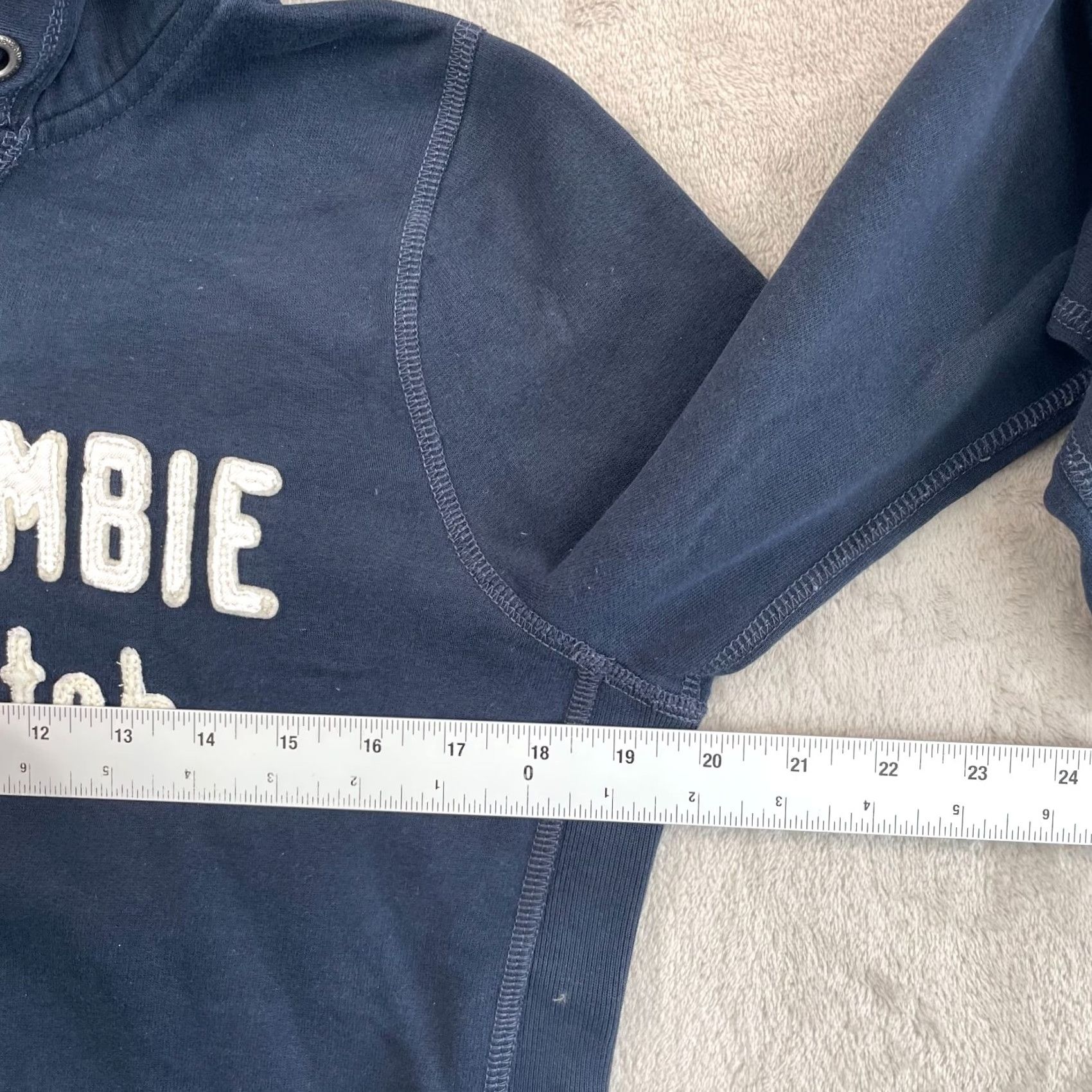 Abercrombie & Fitch Abercrombie & Fitch Pullover Hoodie Women L Navy Embroidered Logo SpellOut Logo Fleece Size L / US 10 / IT 46 - 5 Thumbnail