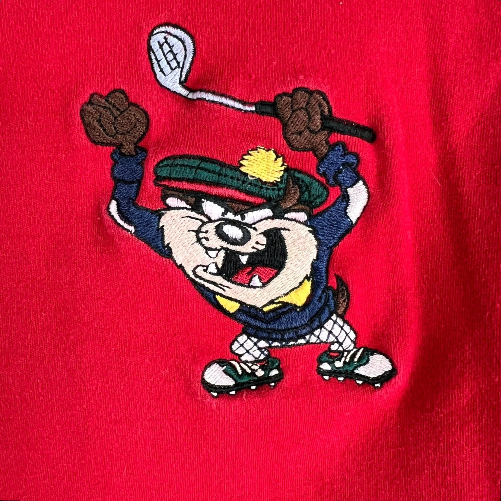 Vintage Taz Polo Mens L Red Golf Embroidered 90s Cartoon Size US L / EU 52-54 / 3 - 2 Thumbnail