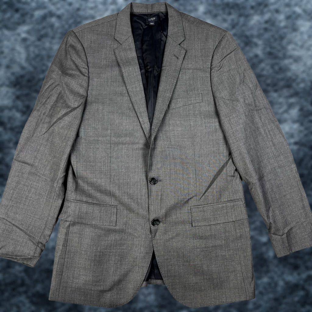 J.Crew J.CREW Blazer Sport Coat Jacket Ludlow Tollegno 1900 Wool Mens 40L Grey Suit Travel 1 Piece Two-Button Double-Vented Size 40R - 1 Thumbnail