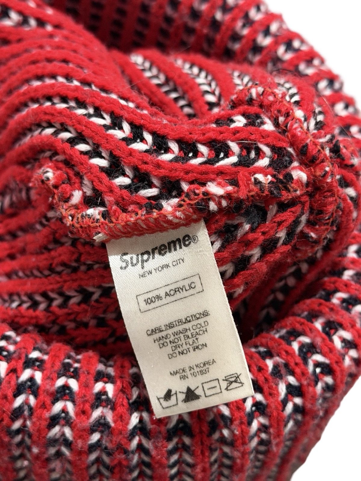Japanese Brand Supreme Plaid Beanie FW15 Loose knit Cuffed Grid Size ONE SIZE - 4 Thumbnail