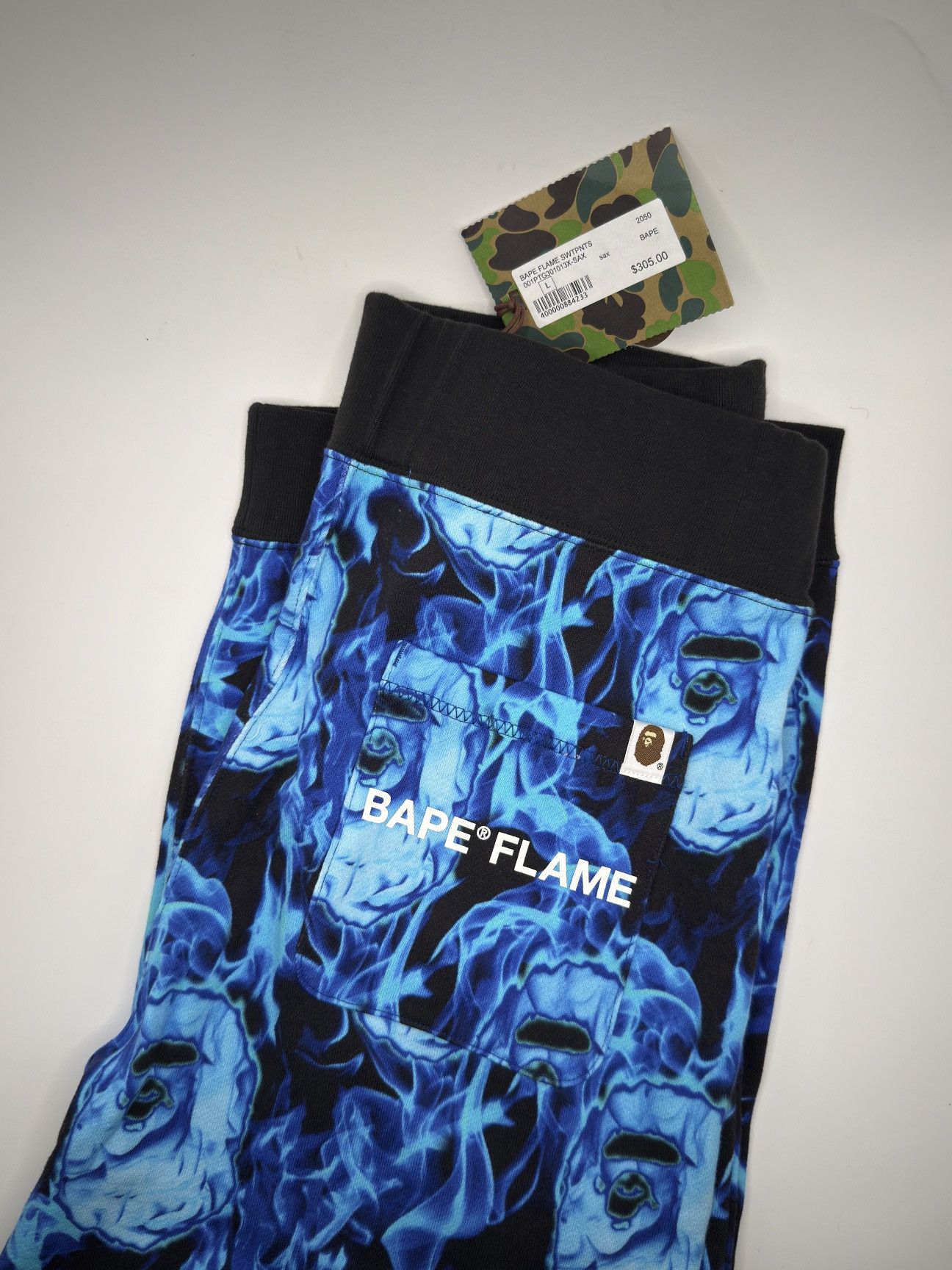 Bape Bape Blue Flame Sweatpants L Size US 31 - 1 Thumbnail